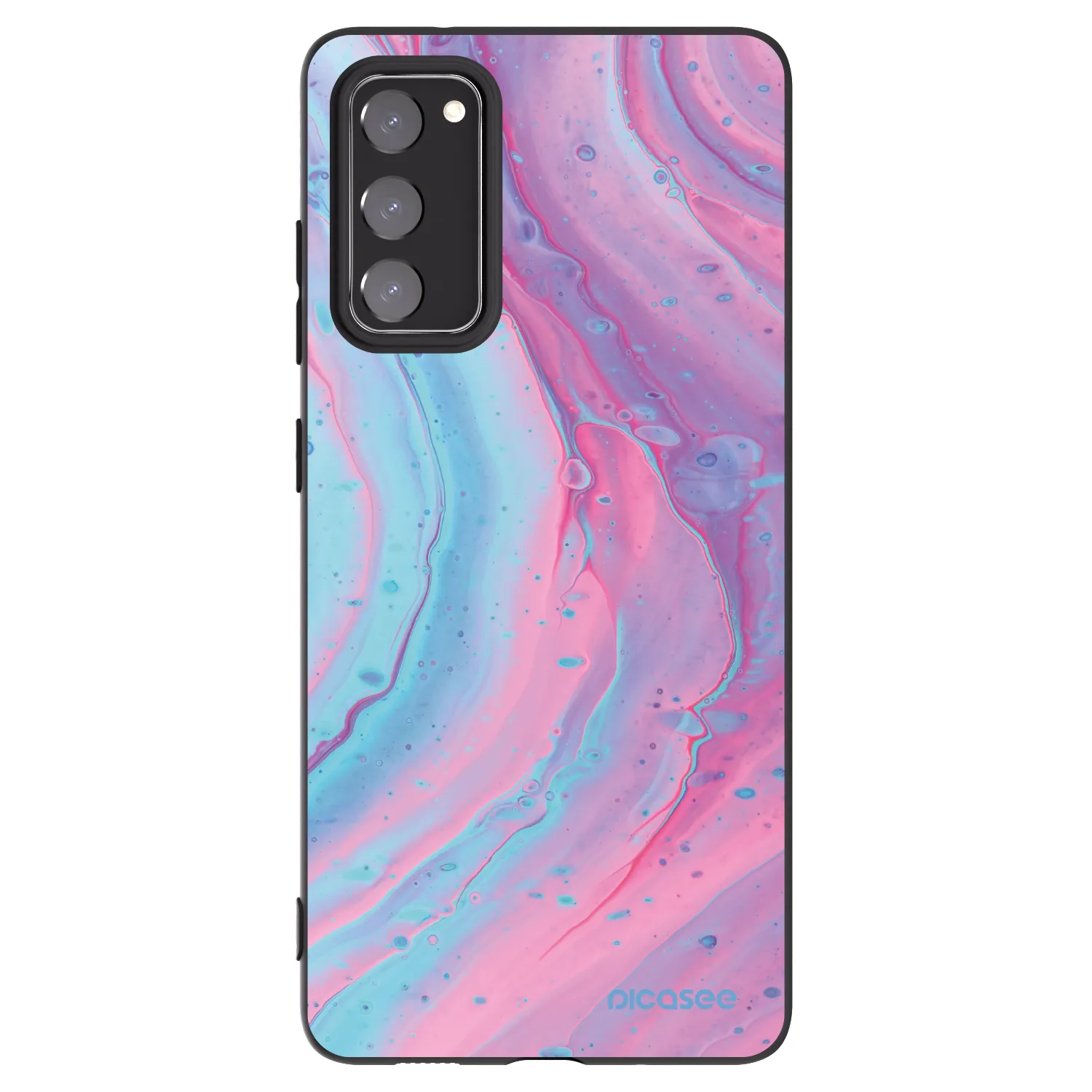 Picasee silikonowe czarne etui na Samsung Galaxy S20 FE - Pink liquid