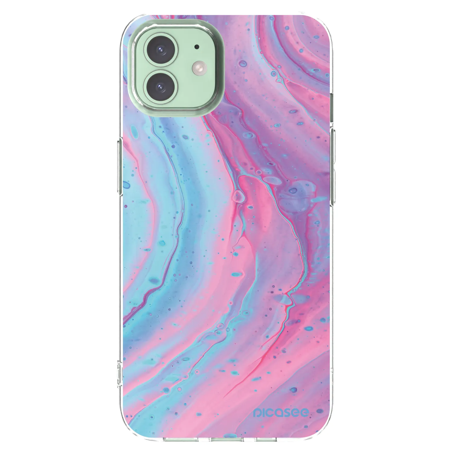 Picasee silikonowe przeźroczyste etui na Apple iPhone 12 Pro - Pink liquid