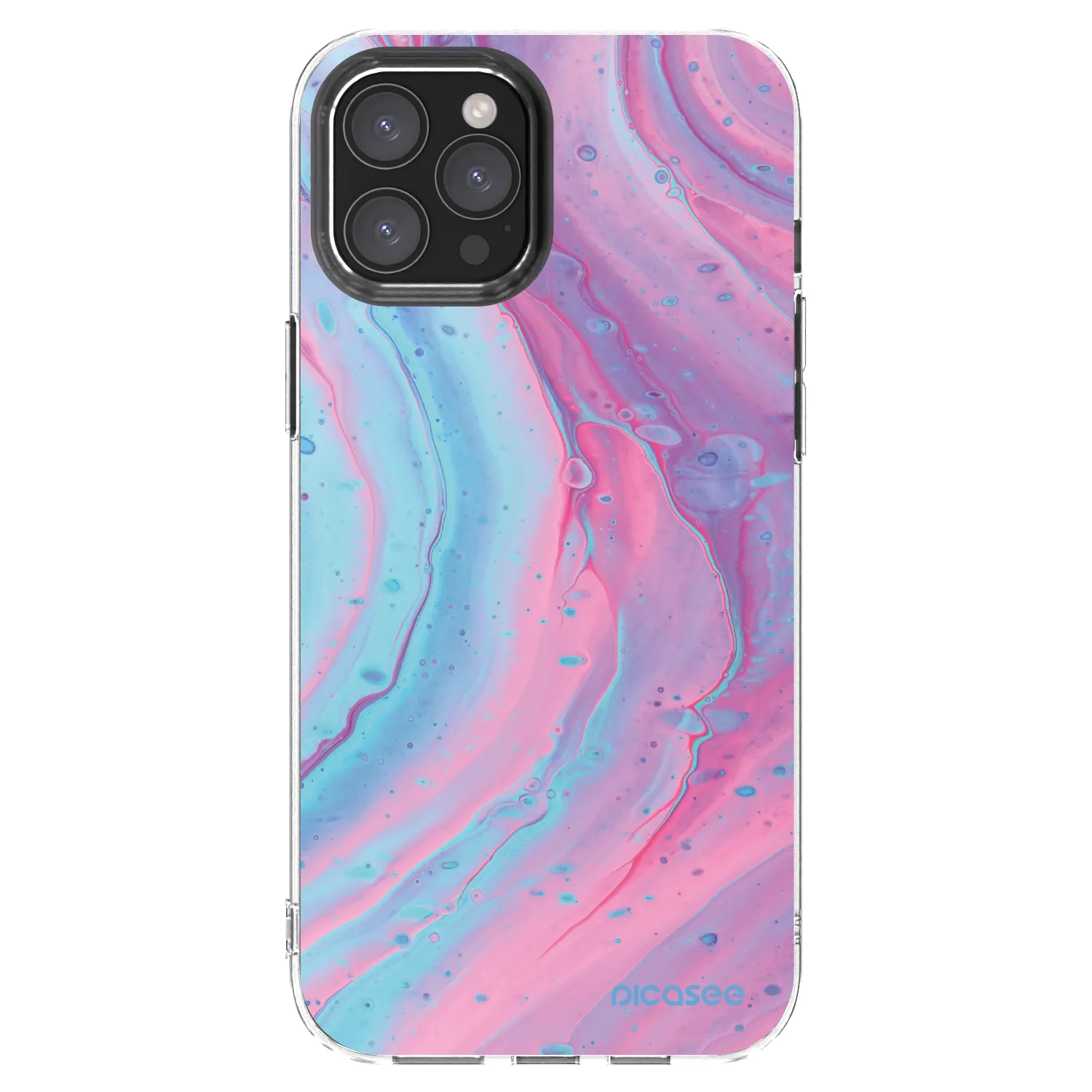Picasee silikonowe przeźroczyste etui na Apple iPhone 12 Pro Max - Pink liquid