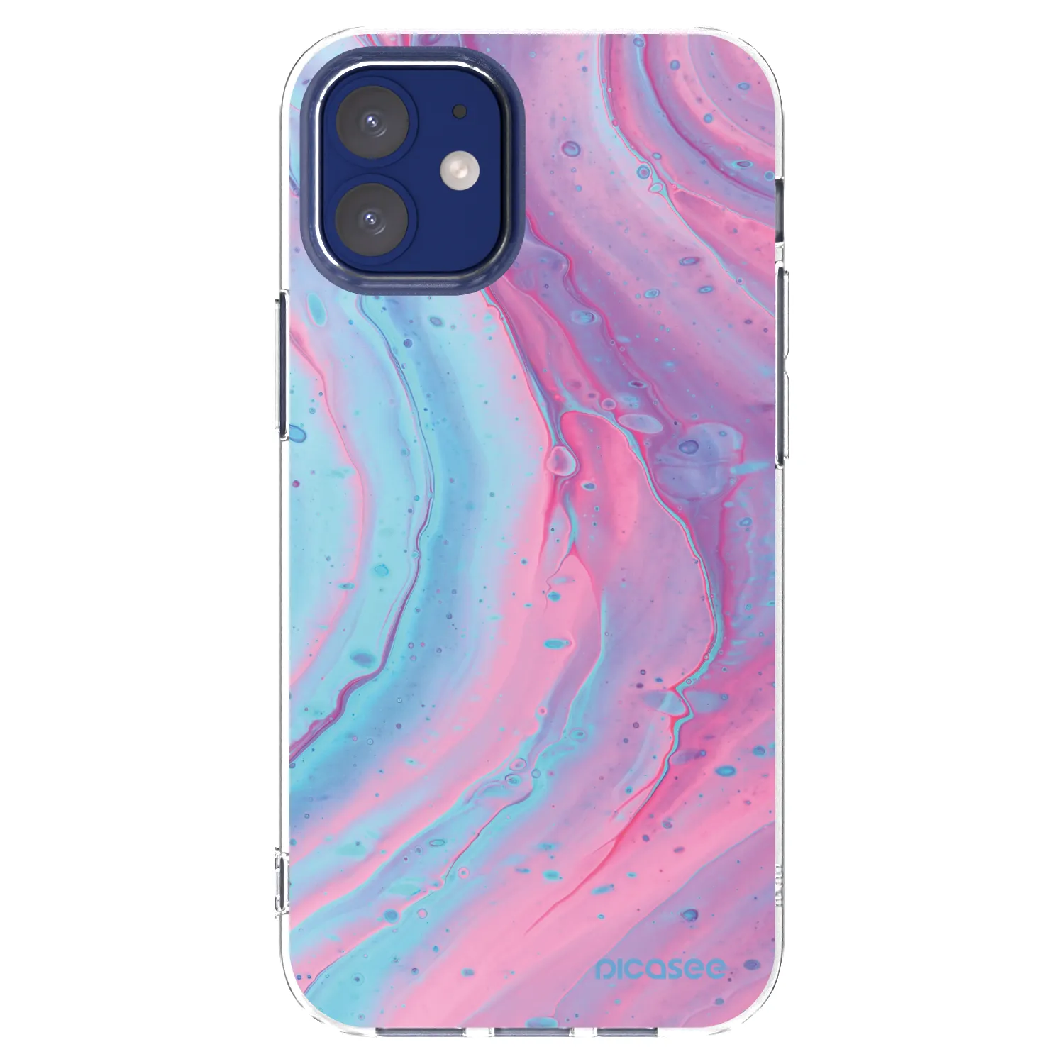 Picasee silikonowe przeźroczyste etui na Apple iPhone 12 mini - Pink liquid