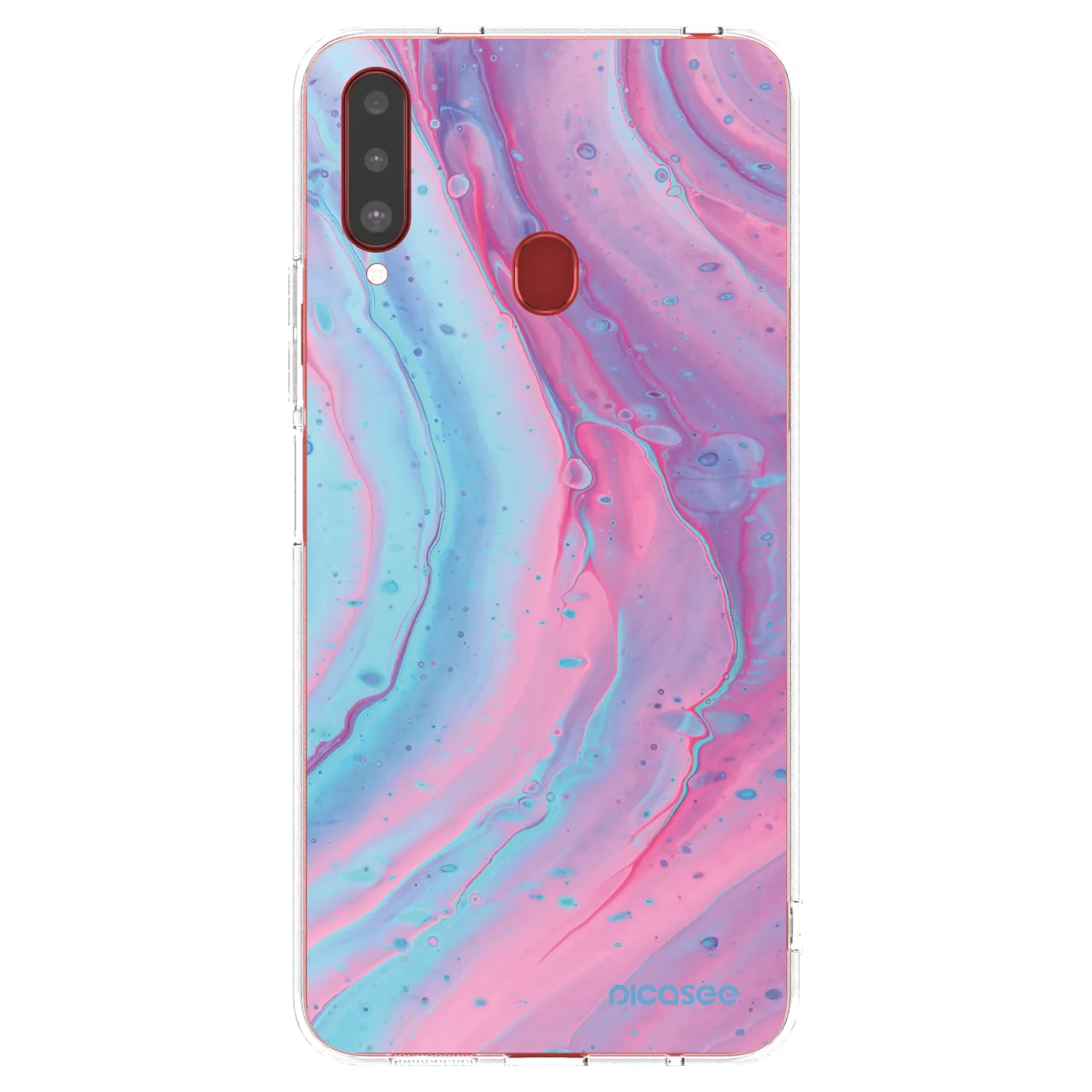 Picasee silikonowe przeźroczyste etui na Samsung Galaxy A20s - Pink liquid