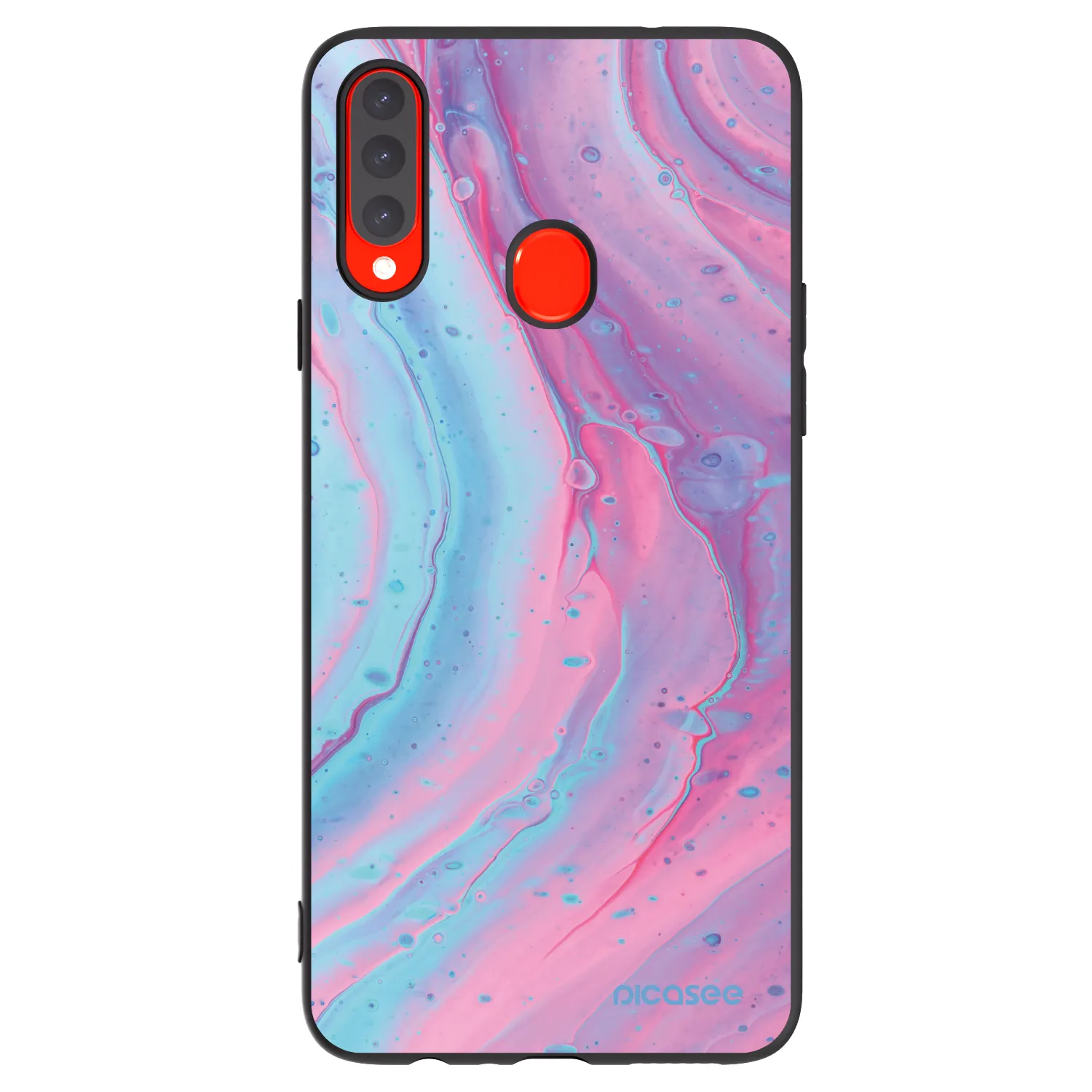 Picasee silikonowe czarne etui na Samsung Galaxy A20s - Pink liquid