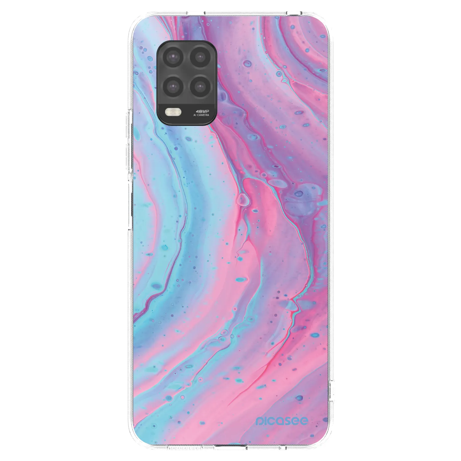 Picasee silikonowe przeźroczyste etui na Xiaomi Mi 10 Lite - Pink liquid