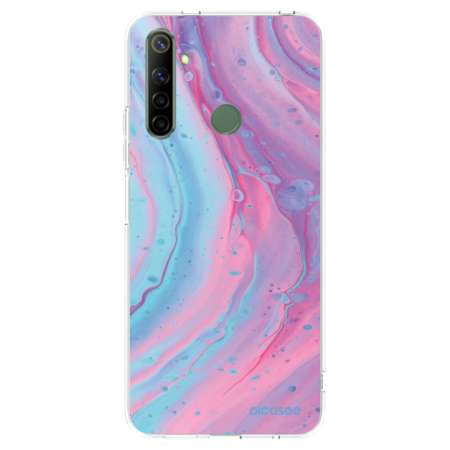 Picasee silikonowe przeźroczyste etui na Realme 6i - Pink liquid