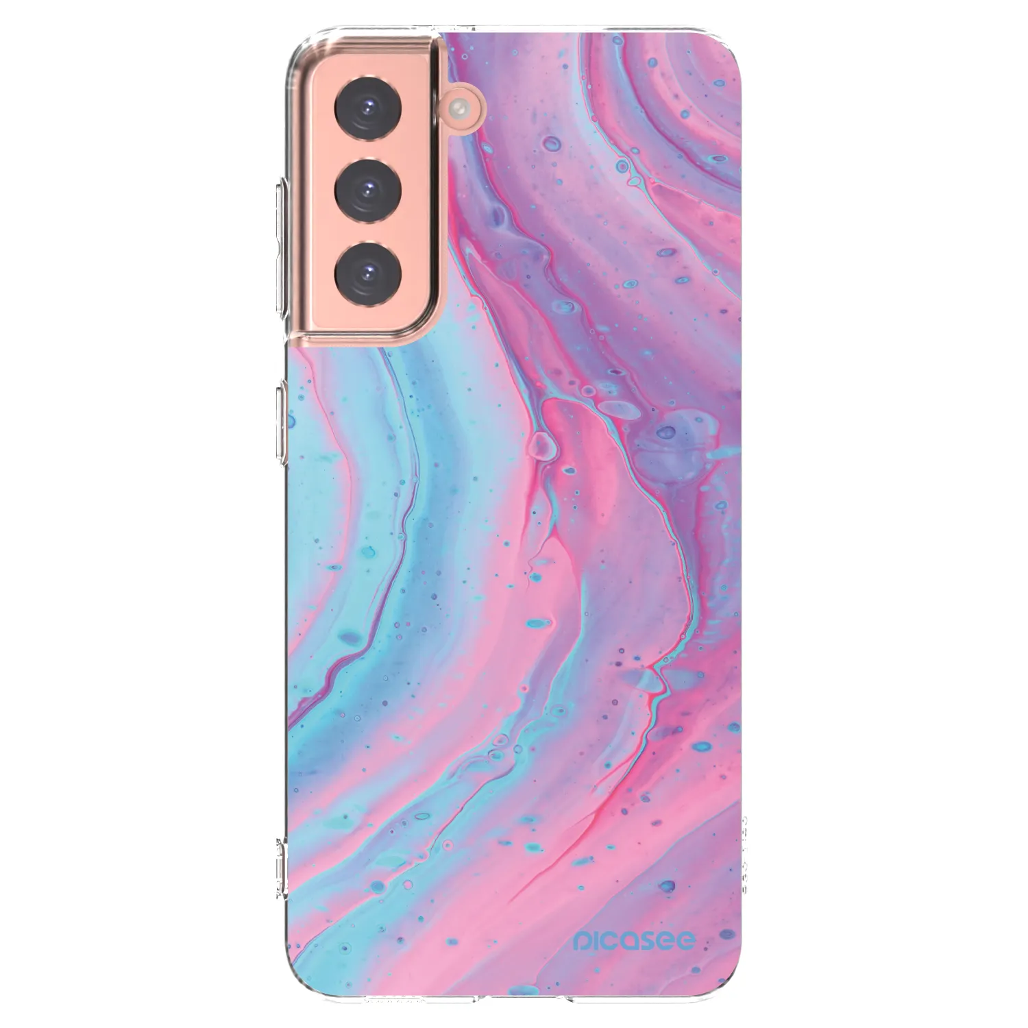 Picasee silikonowe przeźroczyste etui na Samsung Galaxy S21 5G G991B - Pink liquid