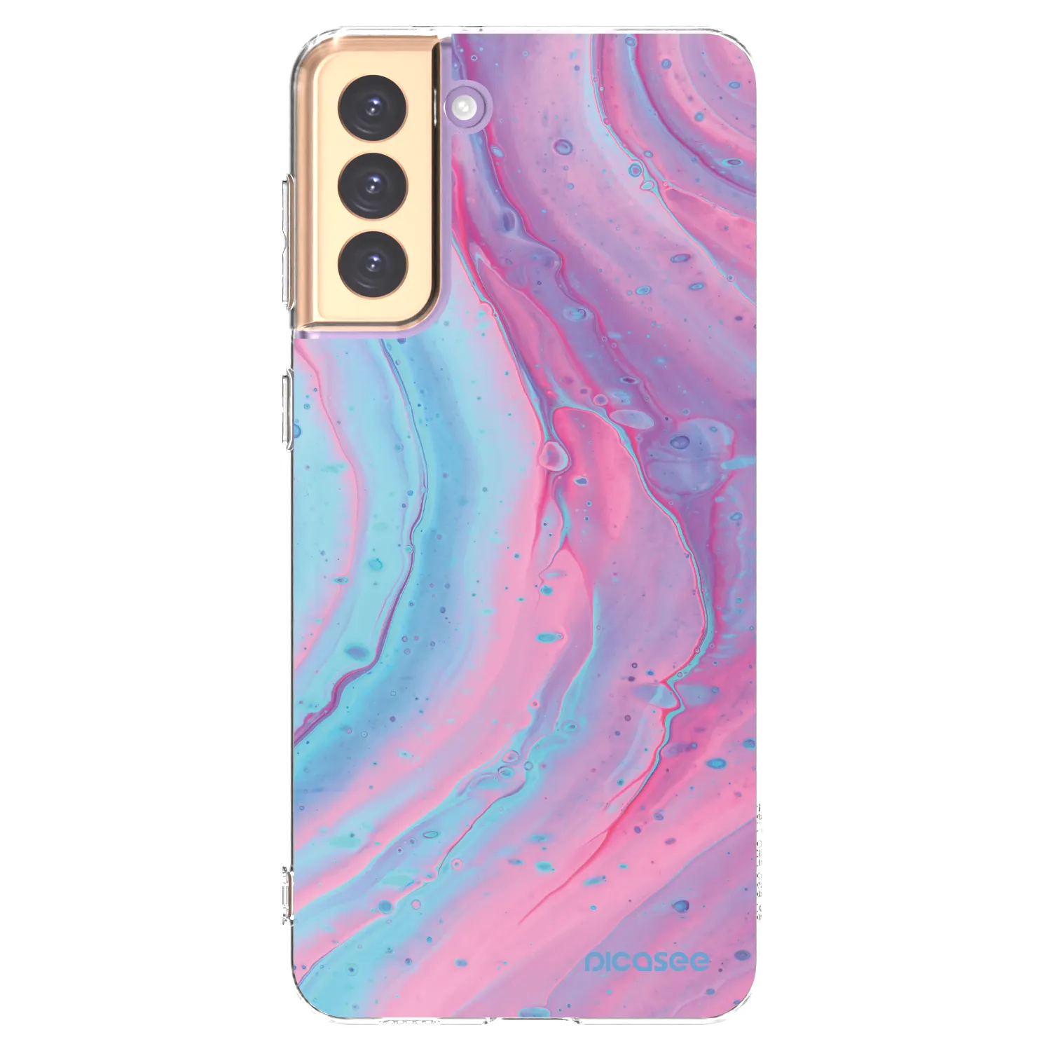 Picasee silikonowe przeźroczyste etui na Samsung Galaxy S21+ 5G G996F - Pink liquid