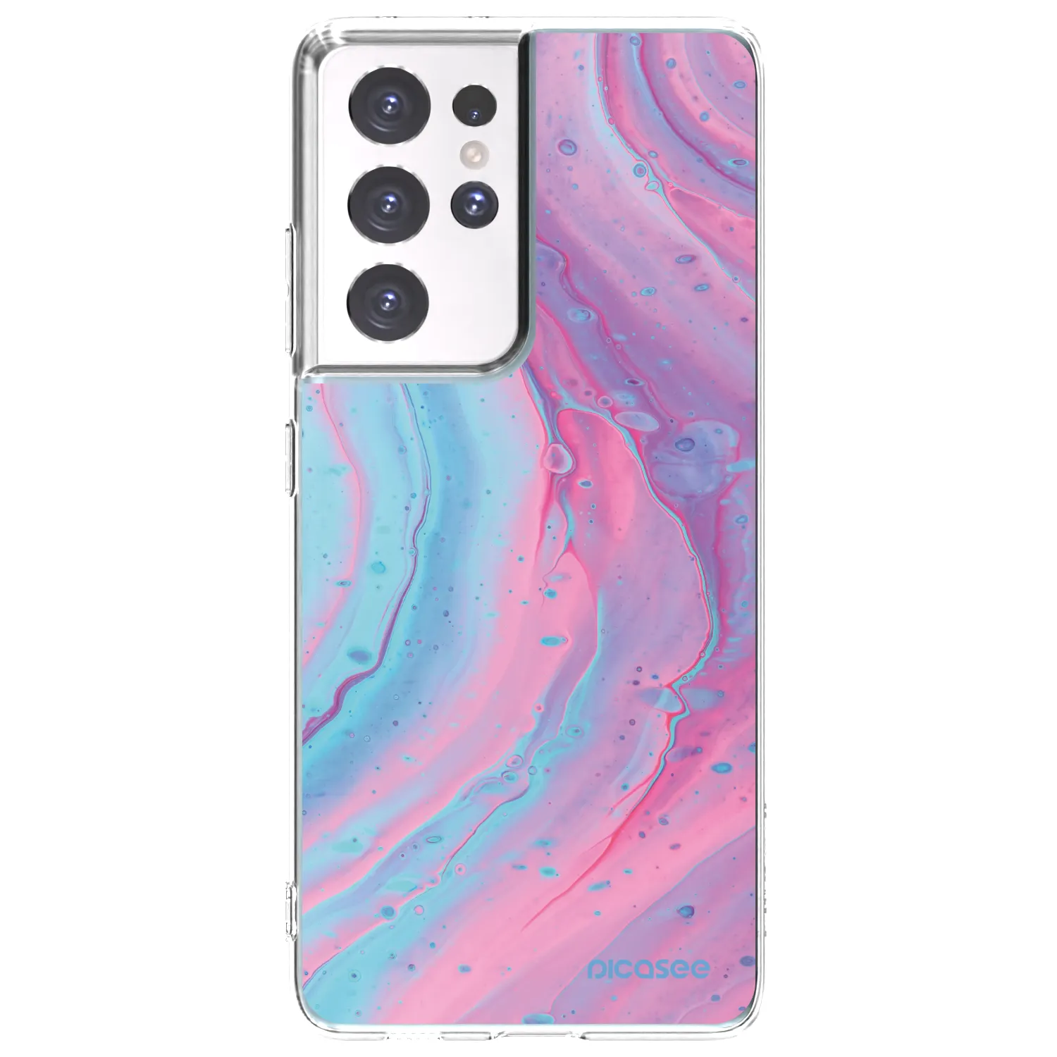 Picasee silikonowe przeźroczyste etui na Samsung Galaxy S21 Ultra 5G G998B - Pink liquid