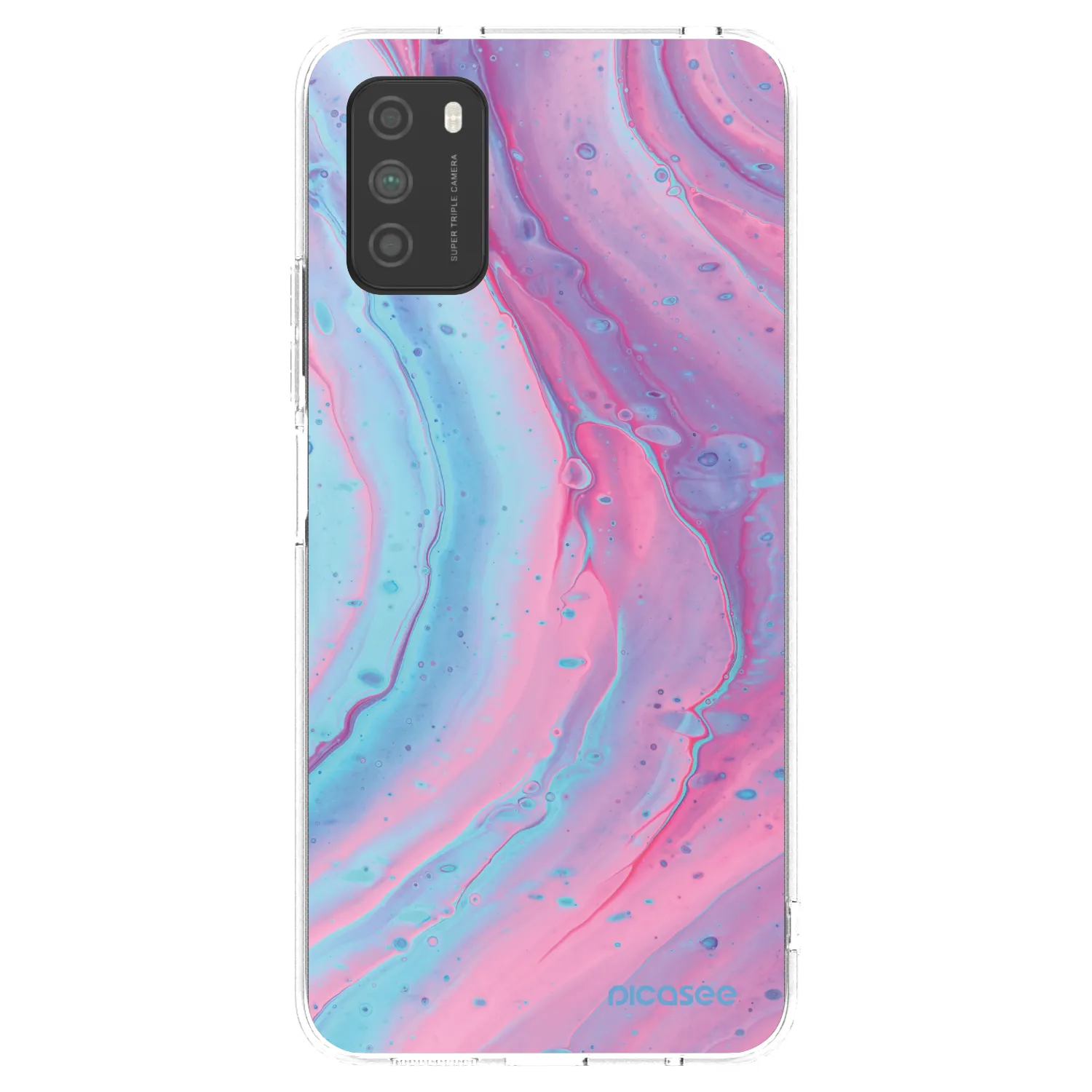 Picasee silikonowe przeźroczyste etui na Xiaomi Poco M3 - Pink liquid