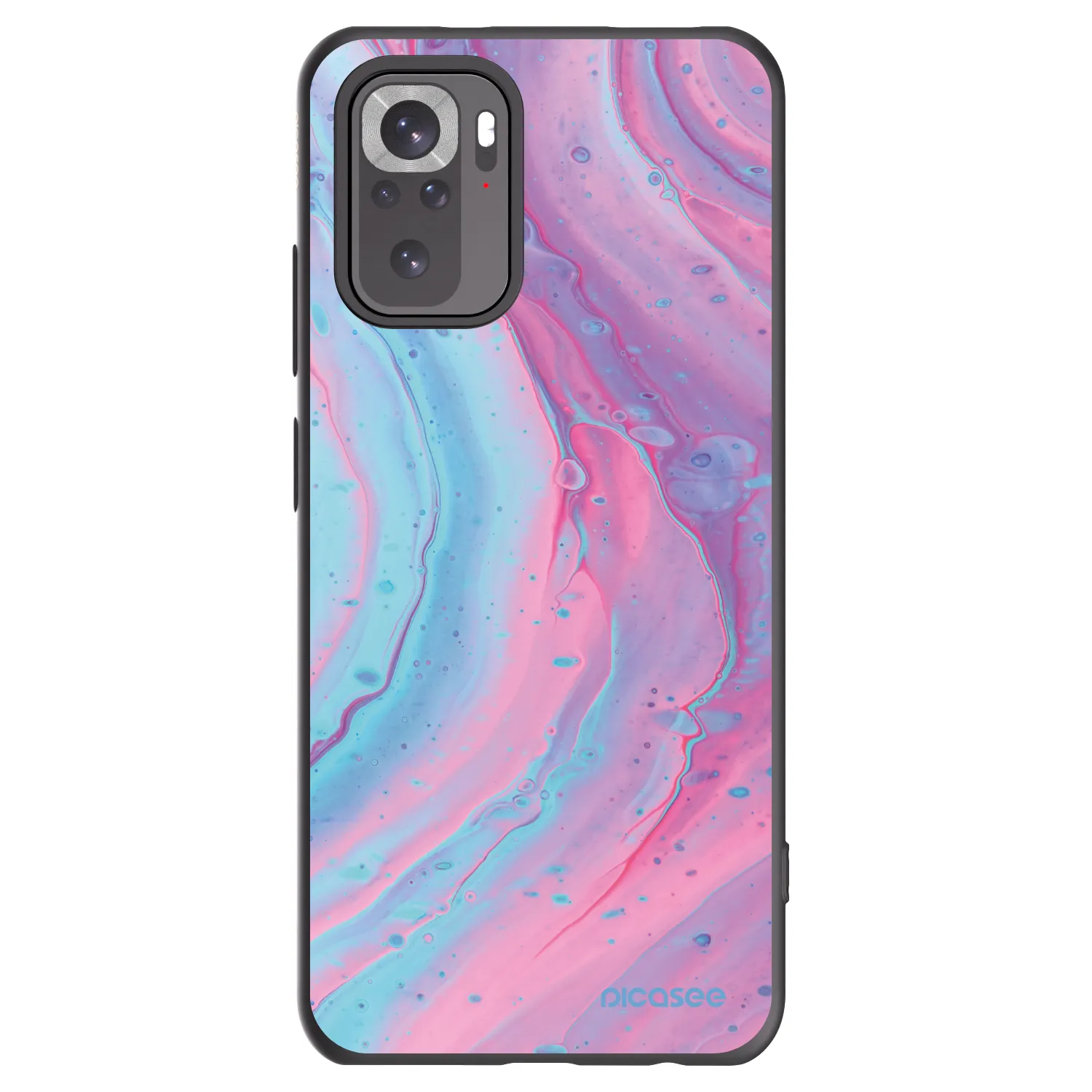 Picasee silikonowe czarne etui na Xiaomi Redmi Note 10 - Pink liquid