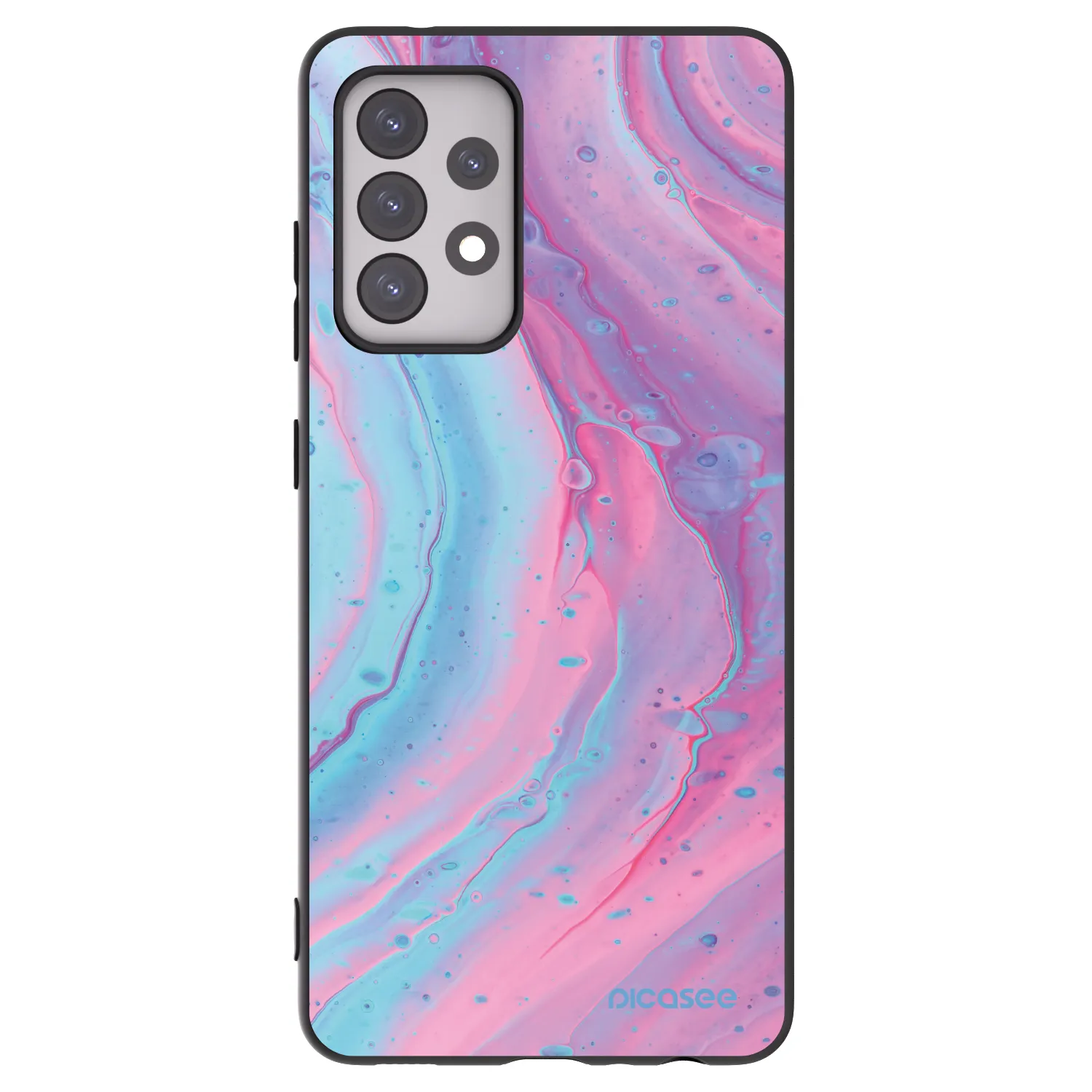 Picasee silikonowe czarne etui na Samsung Galaxy A52 5G A525F - Pink liquid