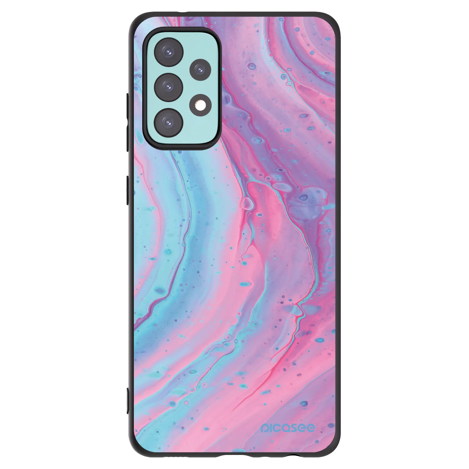 Picasee silikonowe czarne etui na Samsung Galaxy A72 A725F - Pink liquid