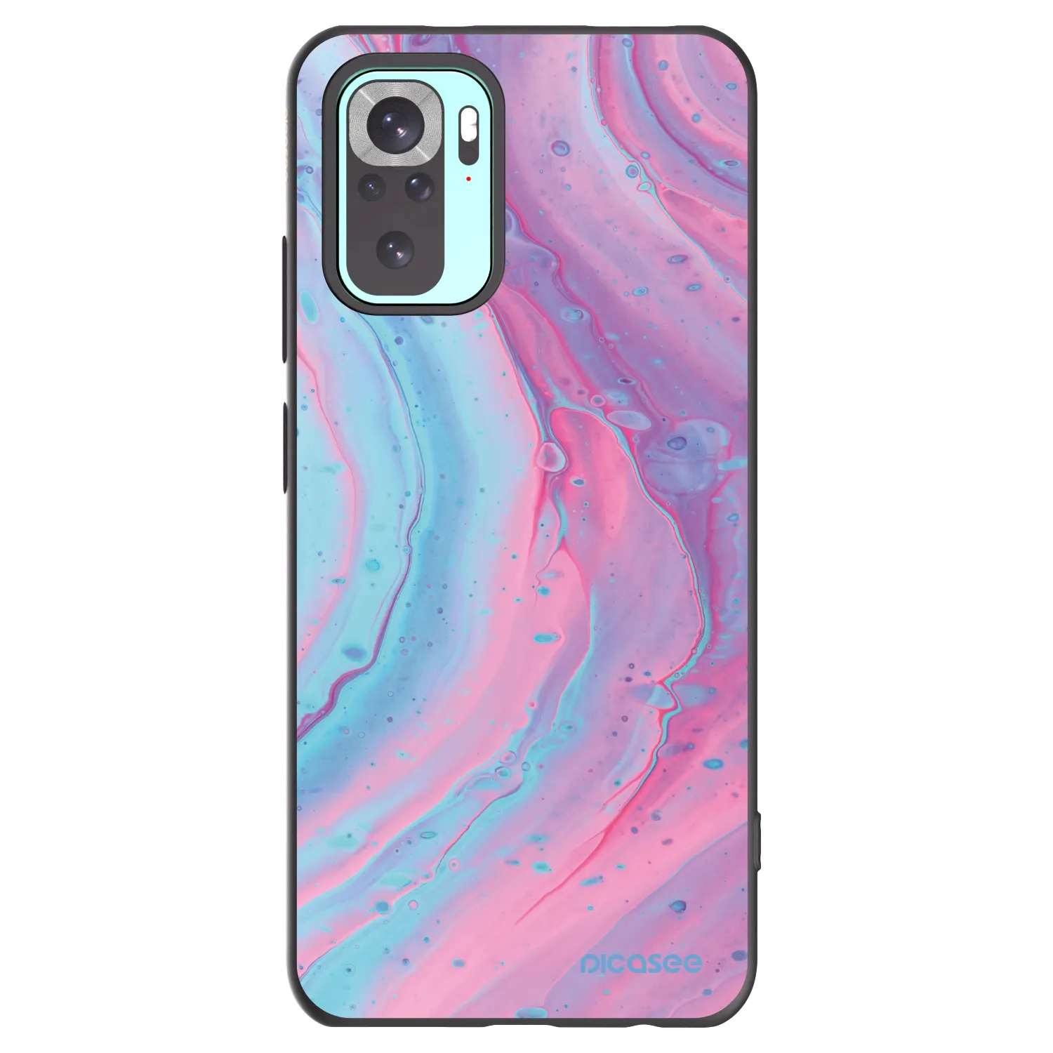 Picasee silikonowe czarne etui na Xiaomi Redmi Note 10 Pro - Pink liquid