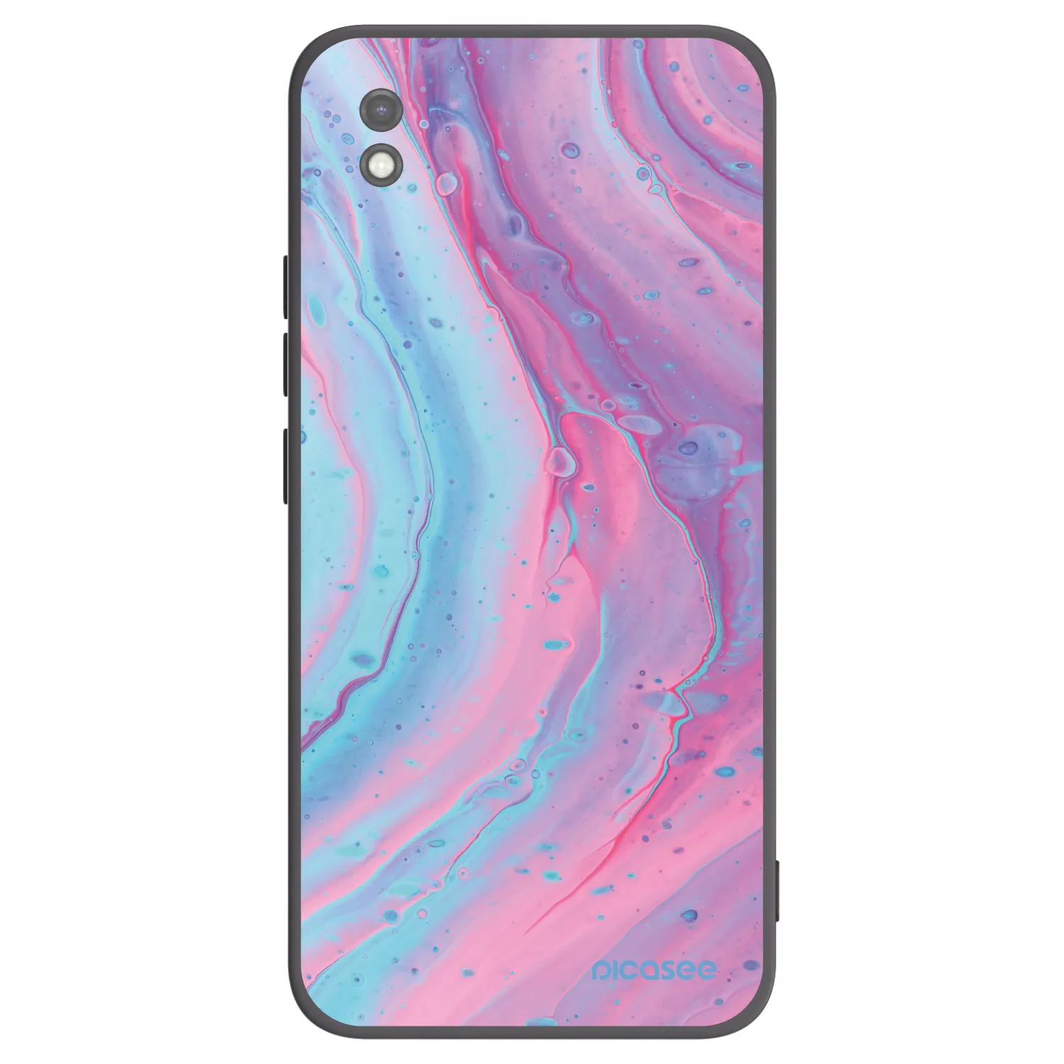 Picasee silikonowe czarne etui na Xiaomi Redmi 9AT - Pink liquid