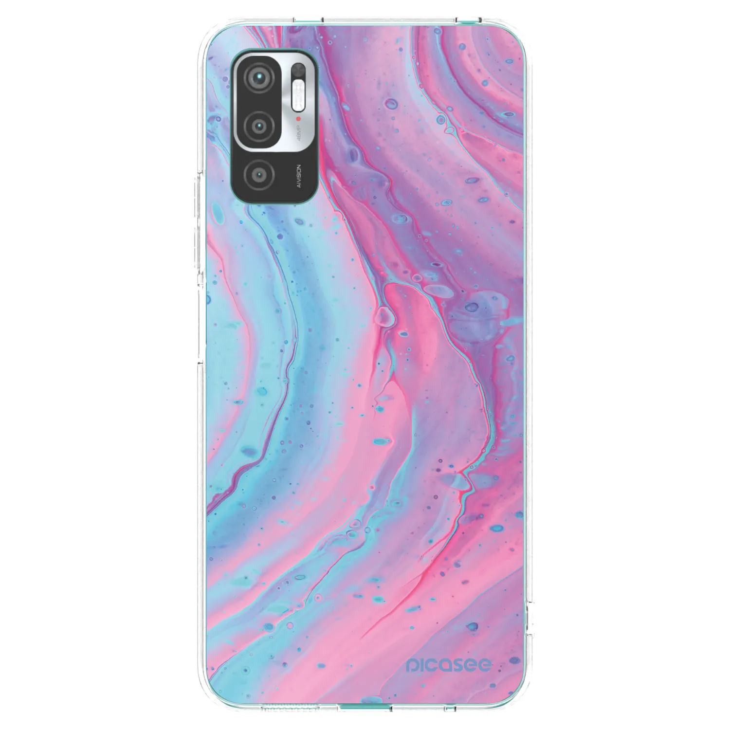 Picasee silikonowe przeźroczyste etui na Xiaomi Redmi Note 10 5G - Pink liquid