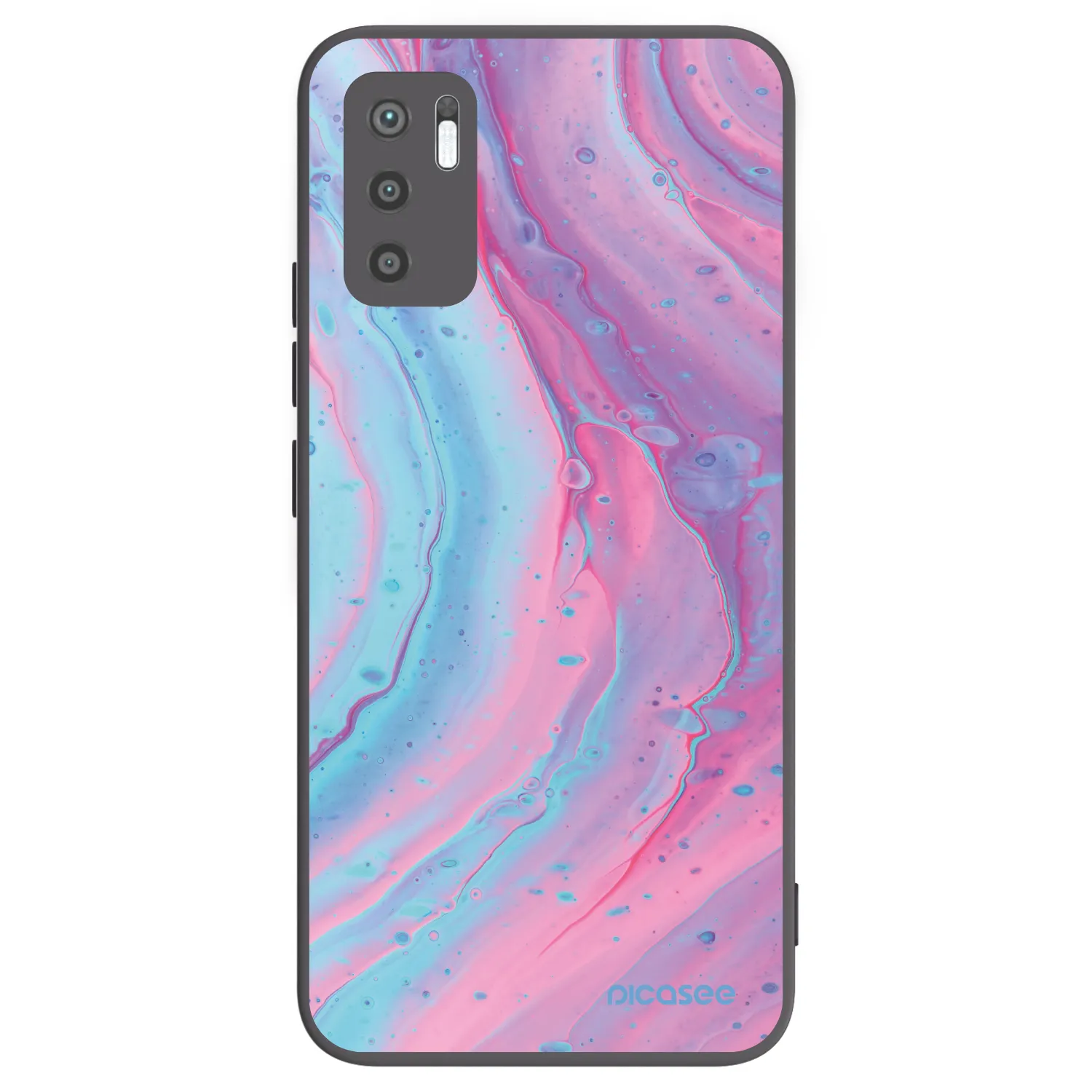 Picasee silikonowe czarne etui na Xiaomi Redmi Note 10 5G - Pink liquid