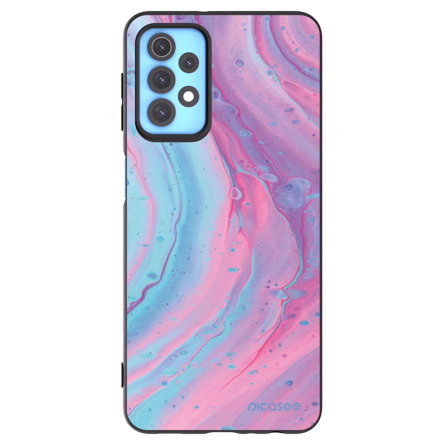 Picasee silikonowe czarne etui na Samsung Galaxy A32 4G SM-A325F - Pink liquid