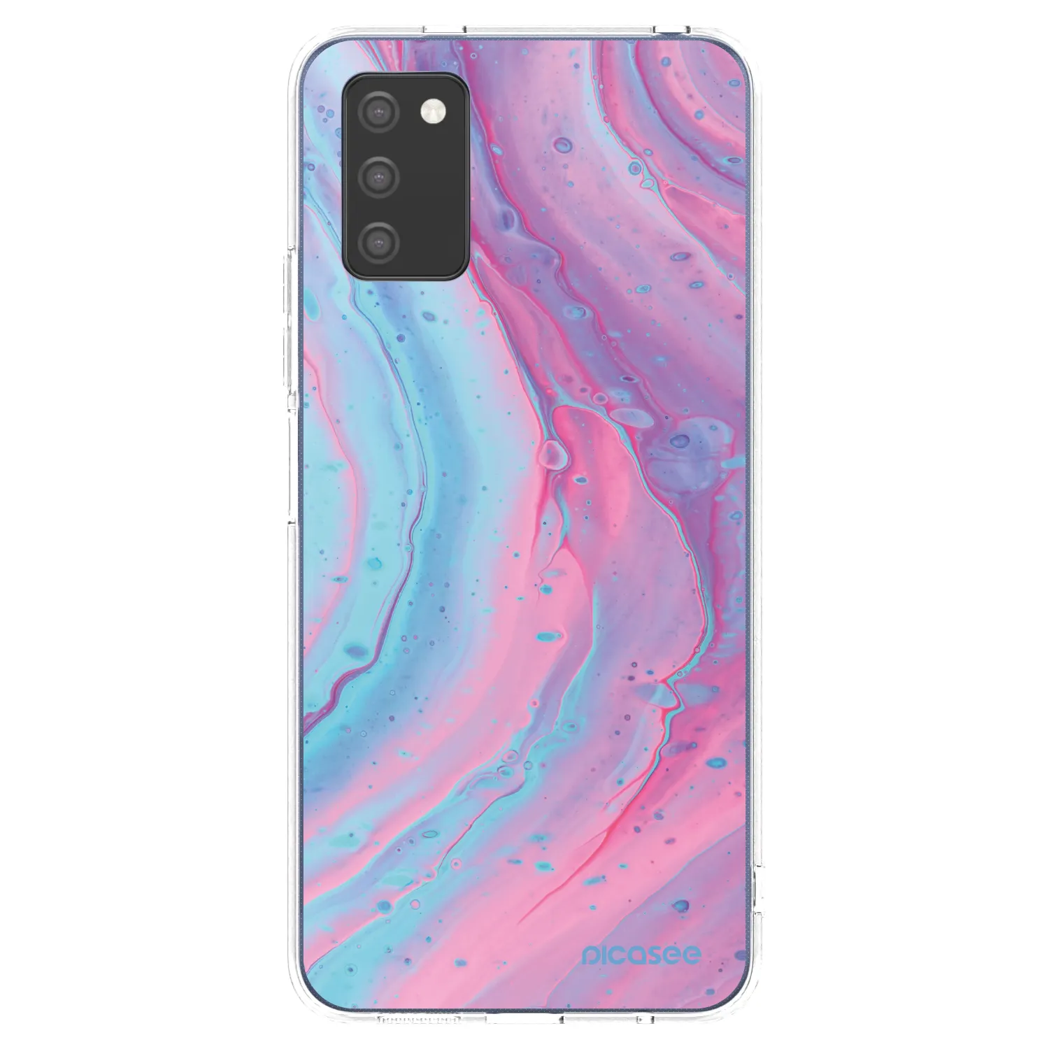 Picasee silikonowe przeźroczyste etui na Samsung Galaxy A02s A025G - Pink liquid