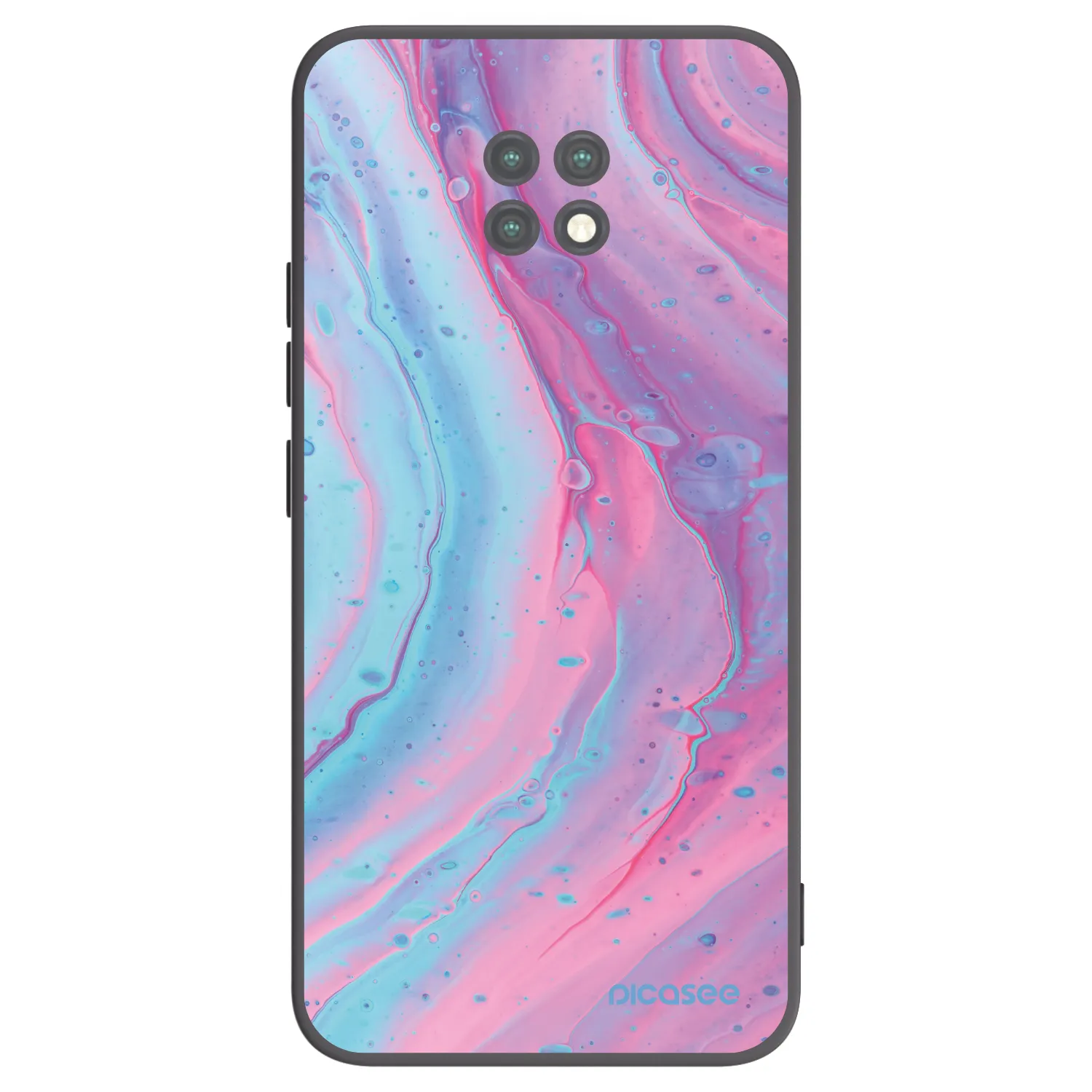 Picasee silikonowe czarne etui na Xiaomi Redmi Note 9T - Pink liquid