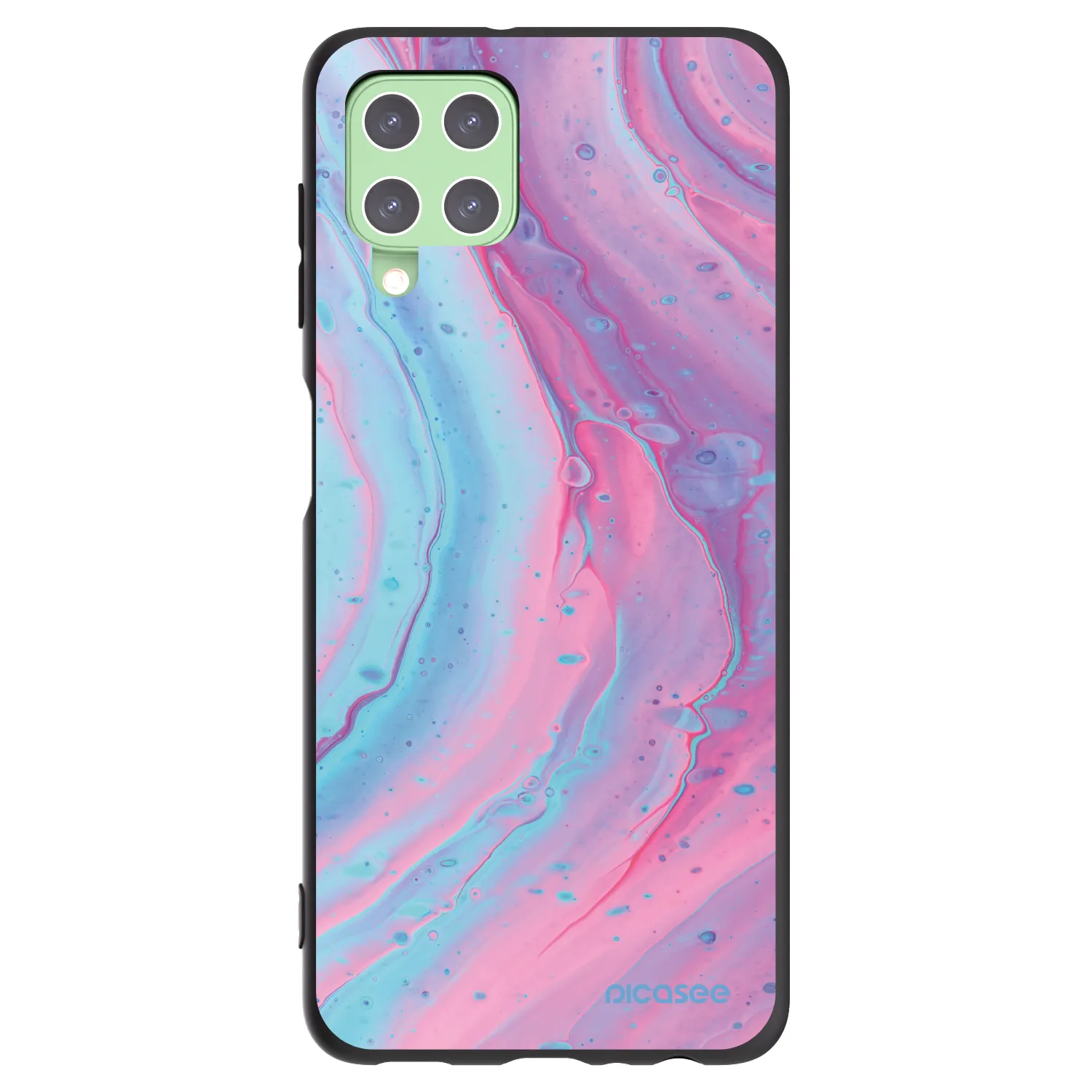 Picasee silikonowe czarne etui na Samsung Galaxy A22 A225F 4G - Pink liquid