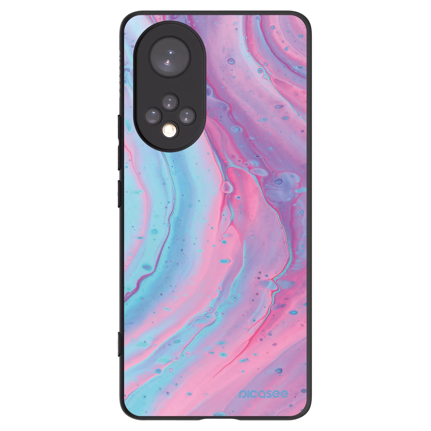 Picasee silikonowe czarne etui na Huawei Nova 9 - Pink liquid