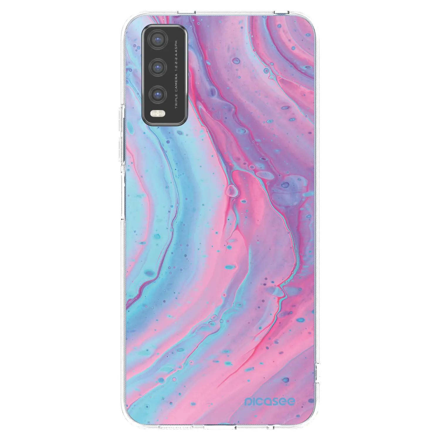 Picasee silikonowe przeźroczyste etui na Vivo Y20s - Pink liquid
