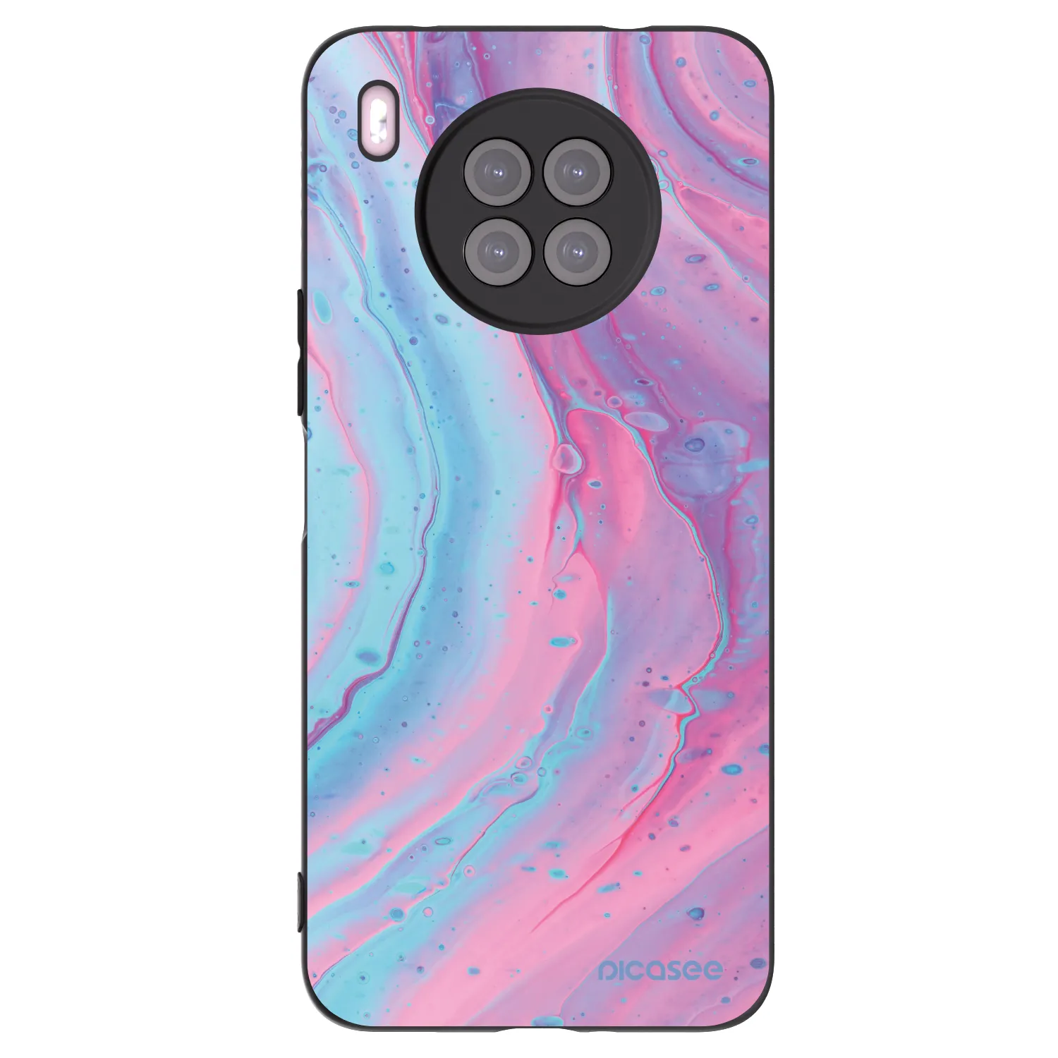 Picasee silikonowe czarne etui na Huawei Nova 8i - Pink liquid