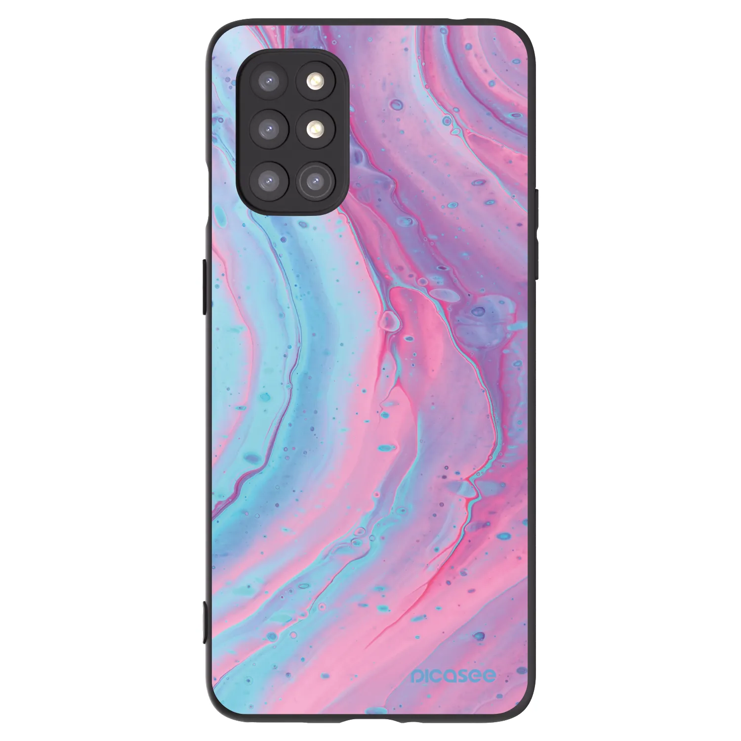 Picasee silikonowe czarne etui na OnePlus 8T - Pink liquid