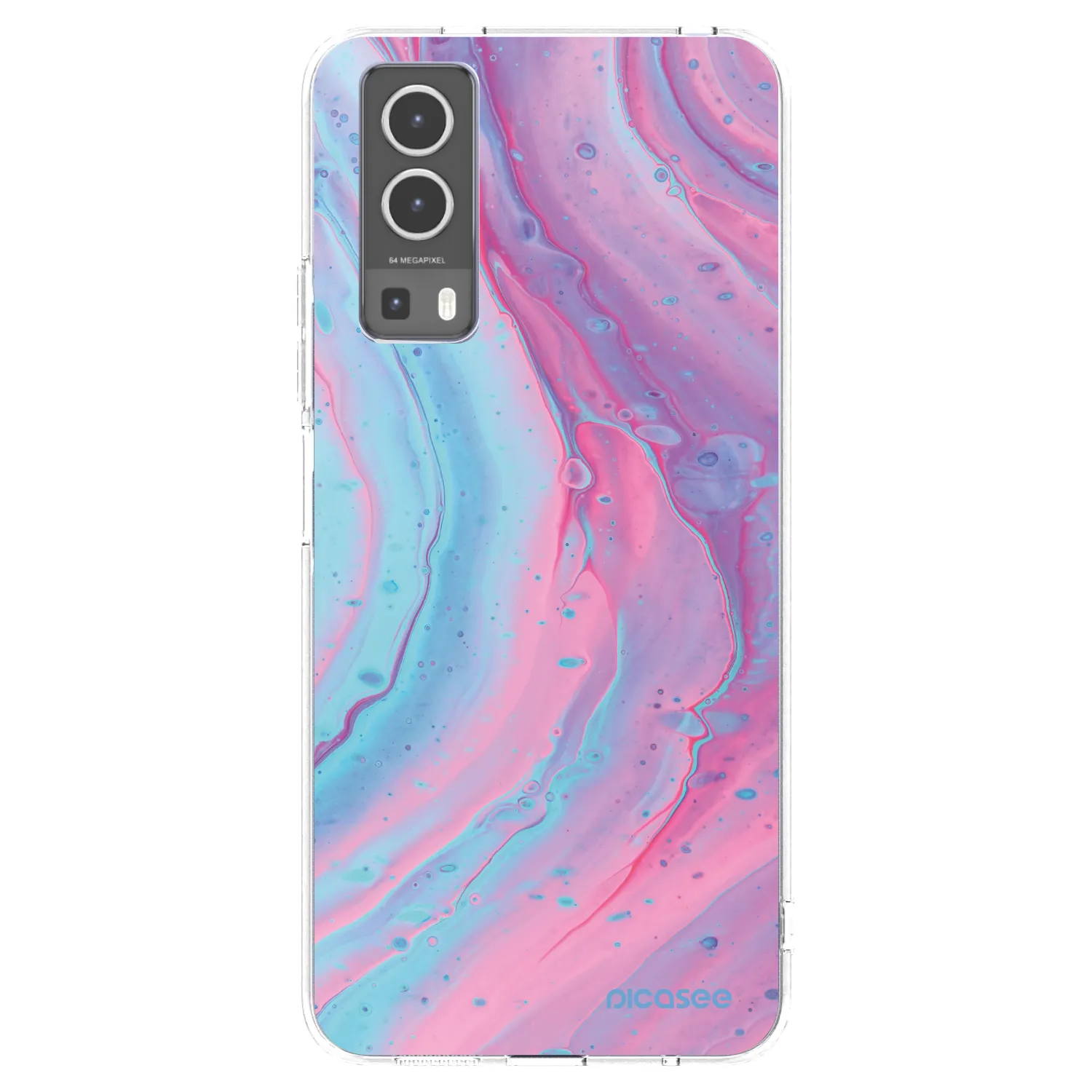 Picasee silikonowe przeźroczyste etui na Vivo Y72 5G - Pink liquid