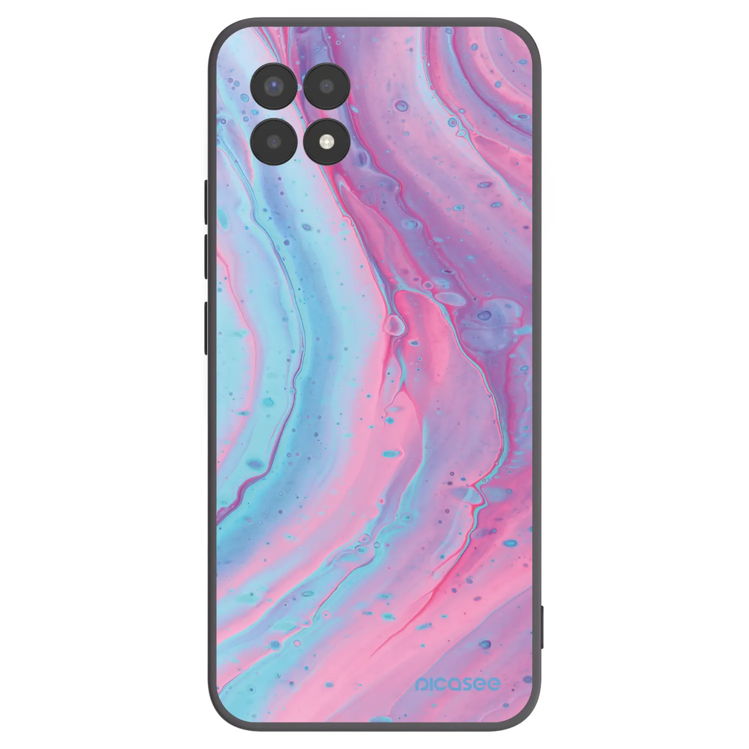 Picasee silikonowe czarne etui na Realme 8i - Pink liquid