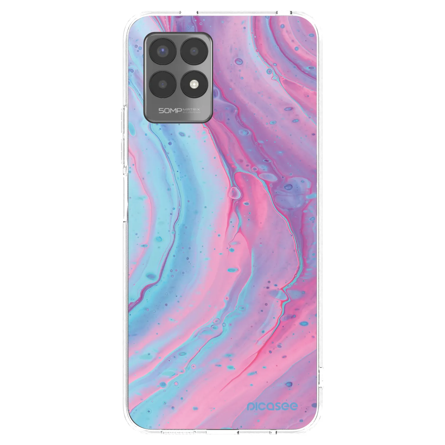 Picasee silikonowe przeźroczyste etui na Realme 8i - Pink liquid