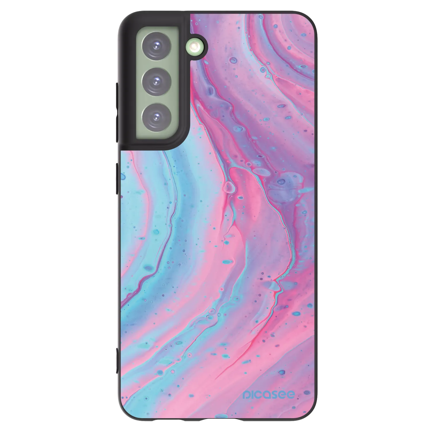 Picasee silikonowe czarne etui na Samsung Galaxy S21 FE 5G - Pink liquid