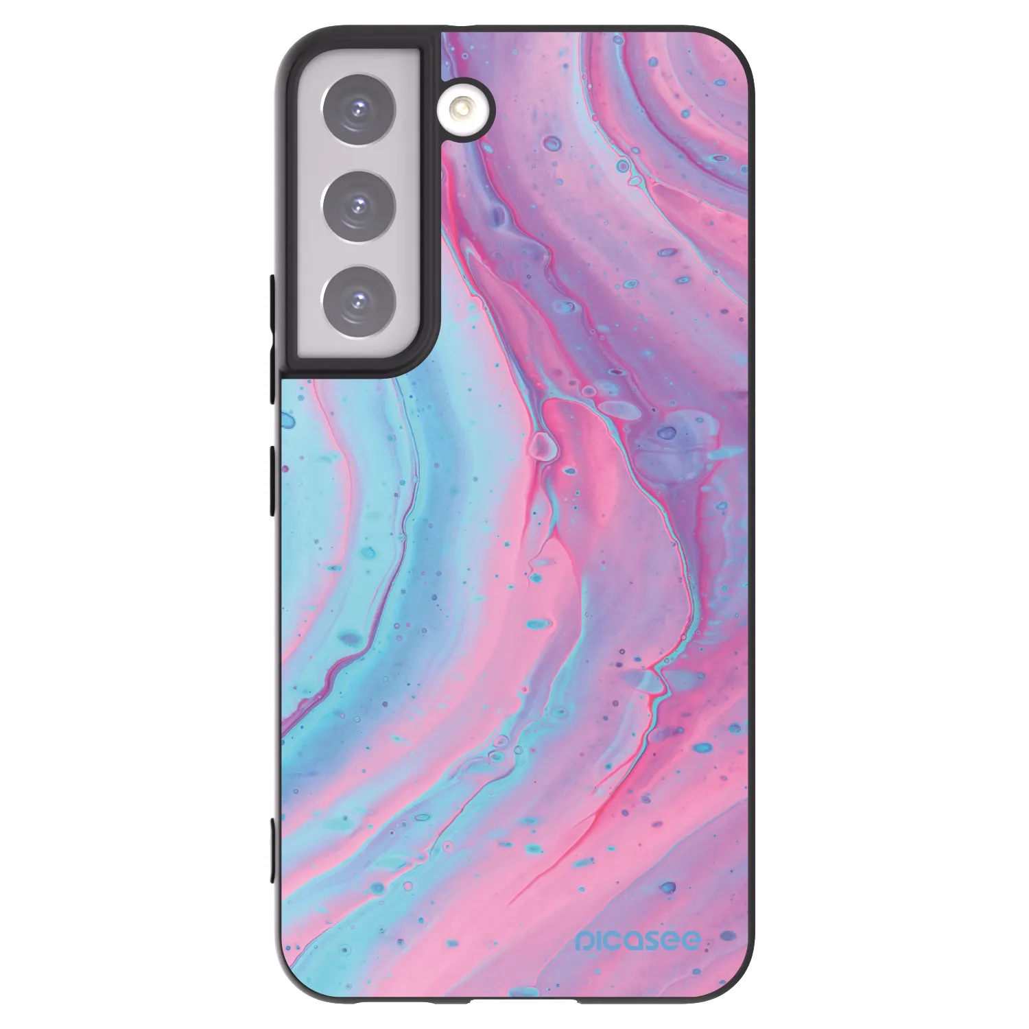 Picasee silikonowe czarne etui na Samsung Galaxy S22 5G - Pink liquid