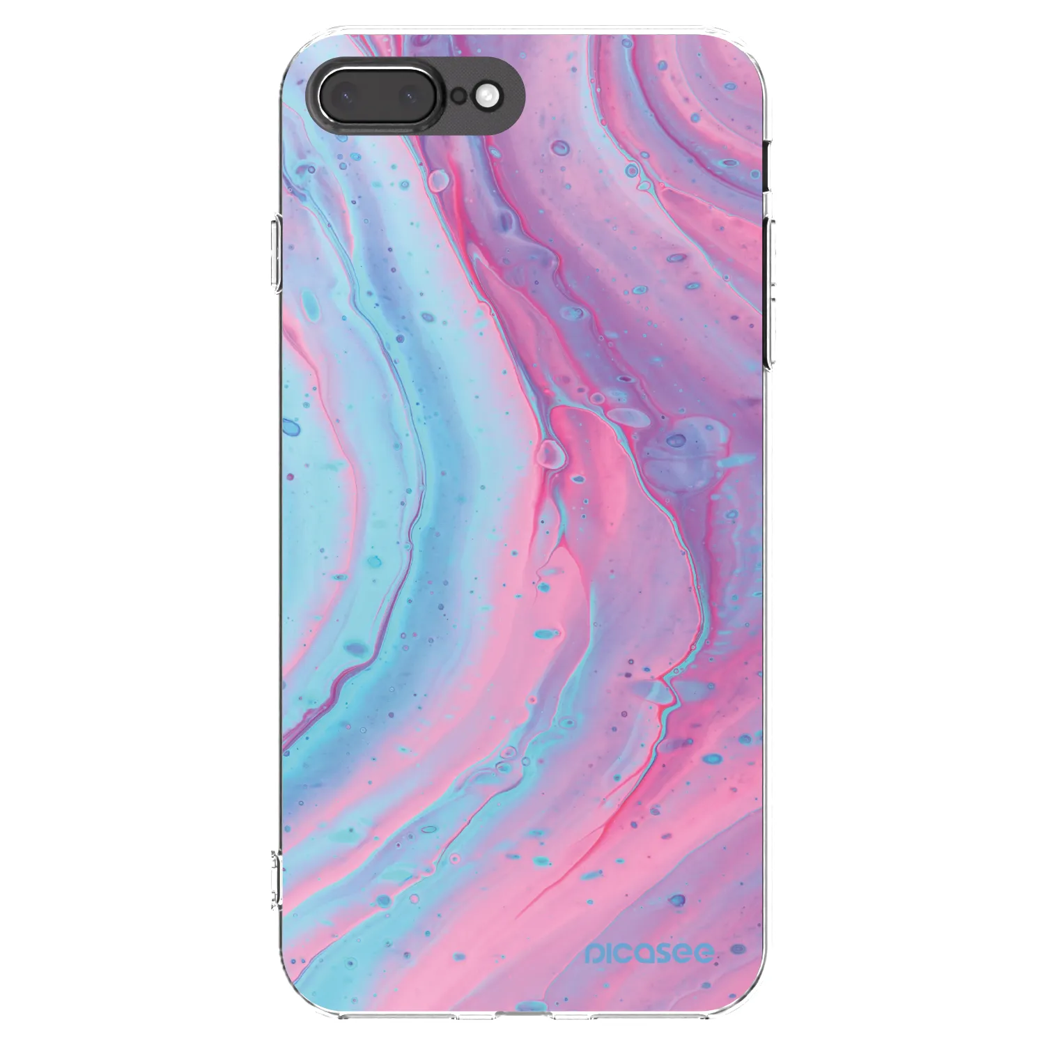 Picasee silikonowe przeźroczyste etui na Apple iPhone 7 Plus - Pink liquid