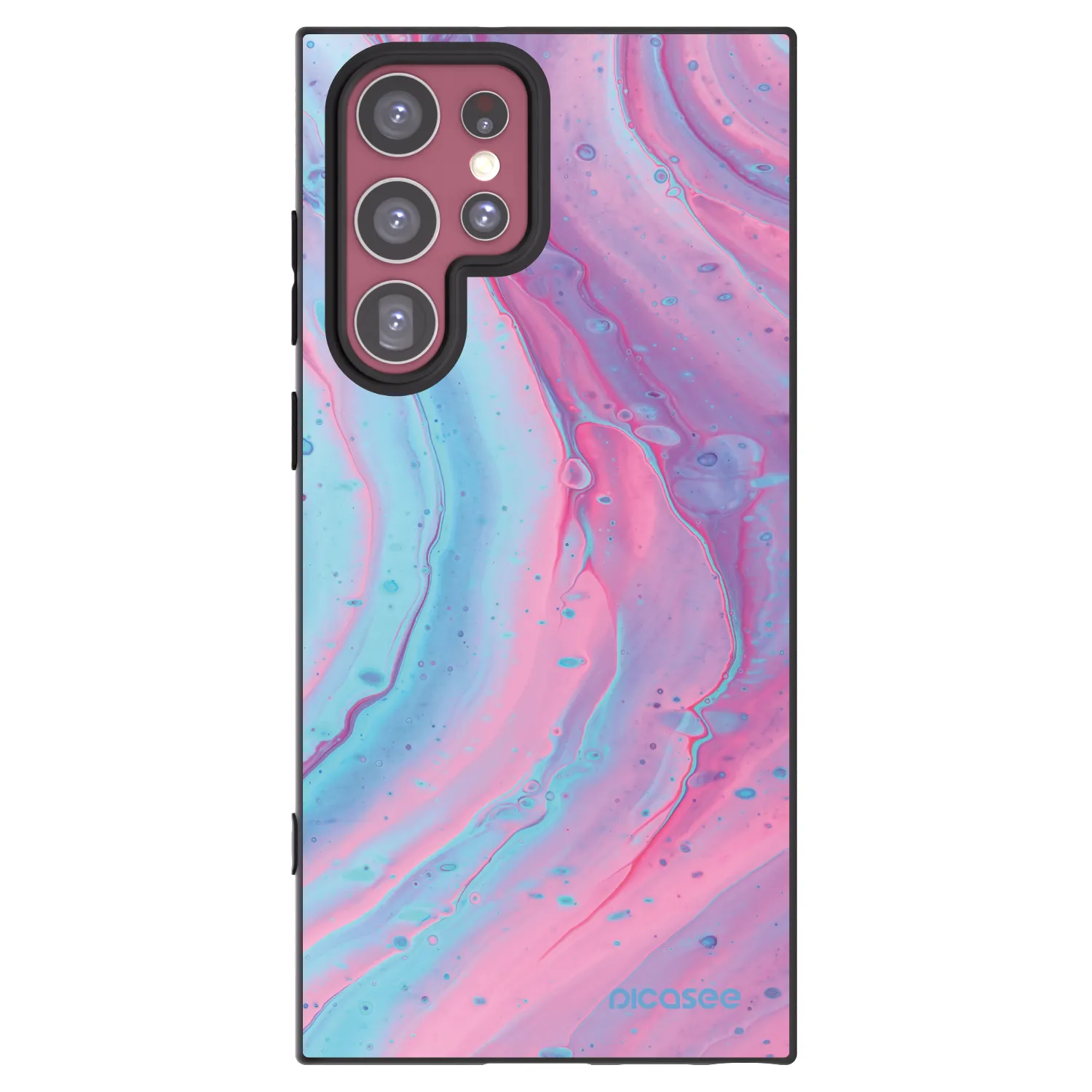 Picasee silikonowe czarne etui na Samsung Galaxy S22 Ultra 5G - Pink liquid