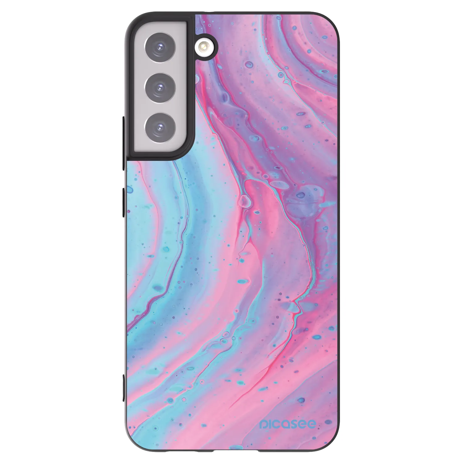 Picasee silikonowe czarne etui na Samsung Galaxy S22+ 5G - Pink liquid