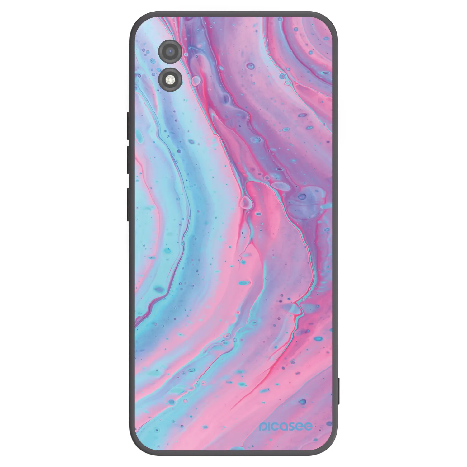 Picasee silikonowe czarne etui na Realme C11 (2021) - Pink liquid