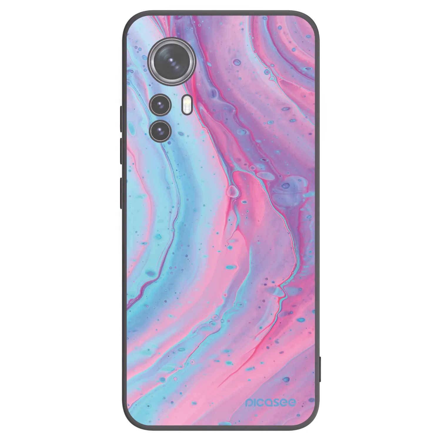 Picasee silikonowe czarne etui na Xiaomi 12 - Pink liquid