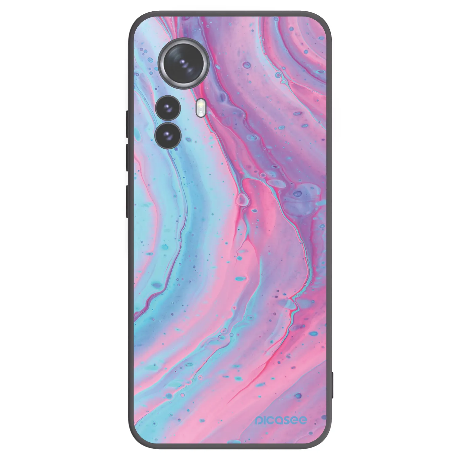Picasee silikonowe czarne etui na Xiaomi 12 Pro - Pink liquid