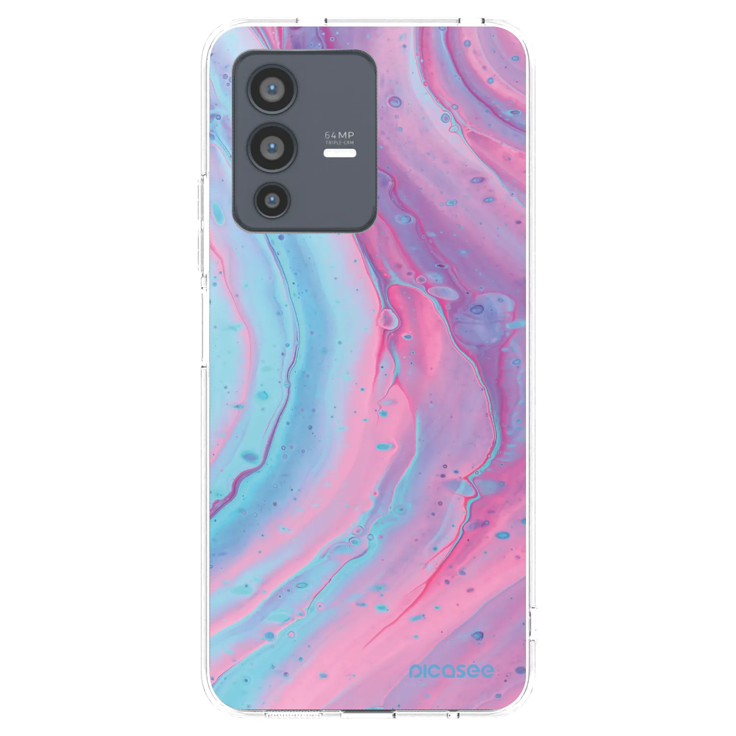 Picasee silikonowe przeźroczyste etui na Vivo V23 5G - Pink liquid
