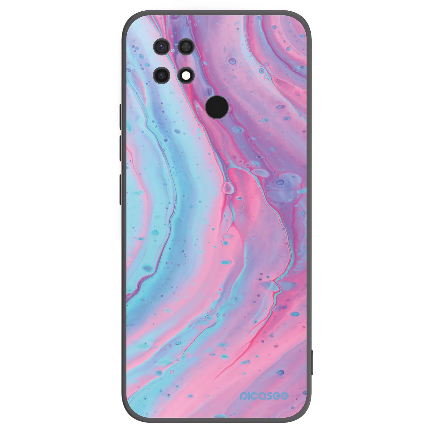 Picasee silikonowe czarne etui na Xiaomi Redmi 10C - Pink liquid