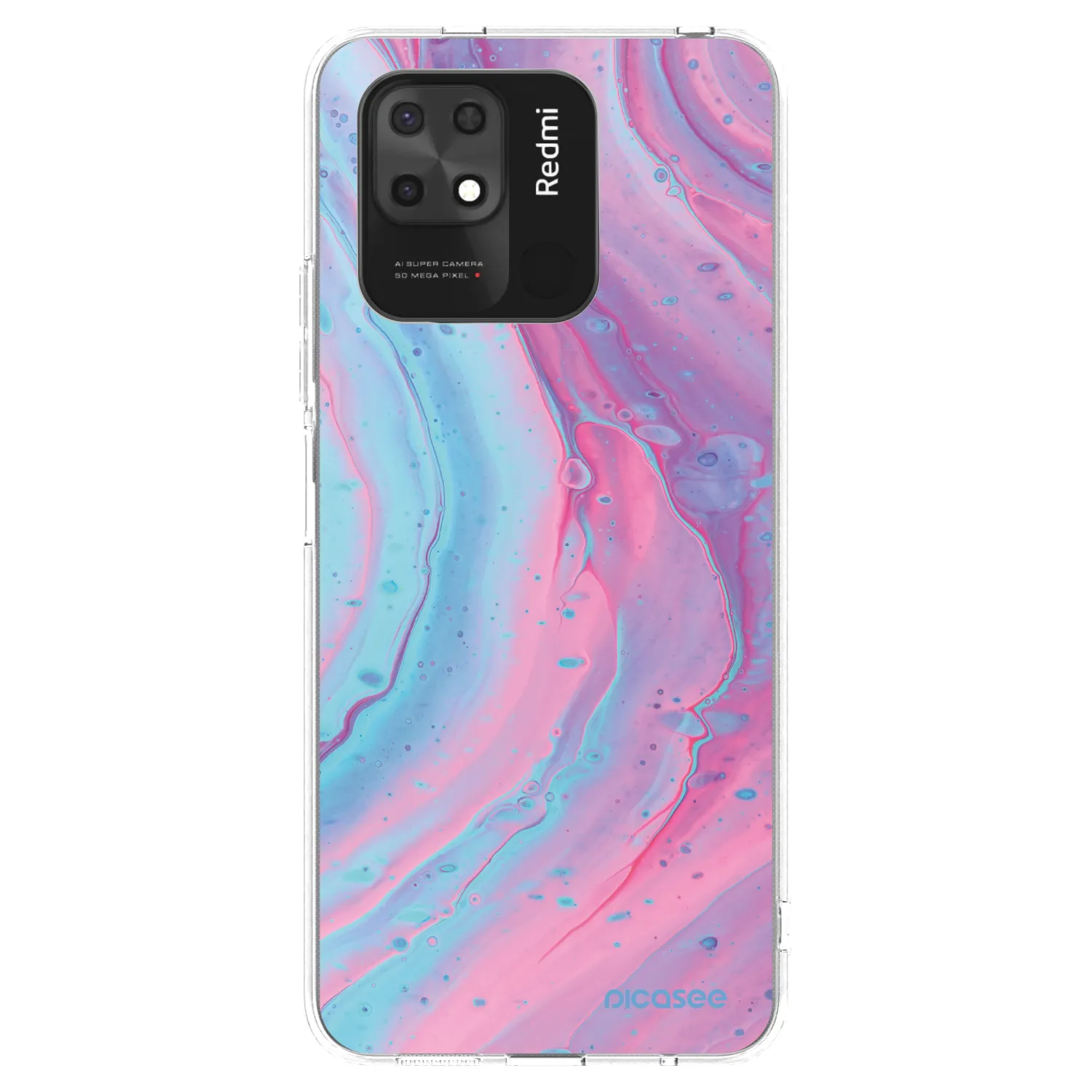 Picasee silikonowe przeźroczyste etui na Xiaomi Redmi 10C - Pink liquid