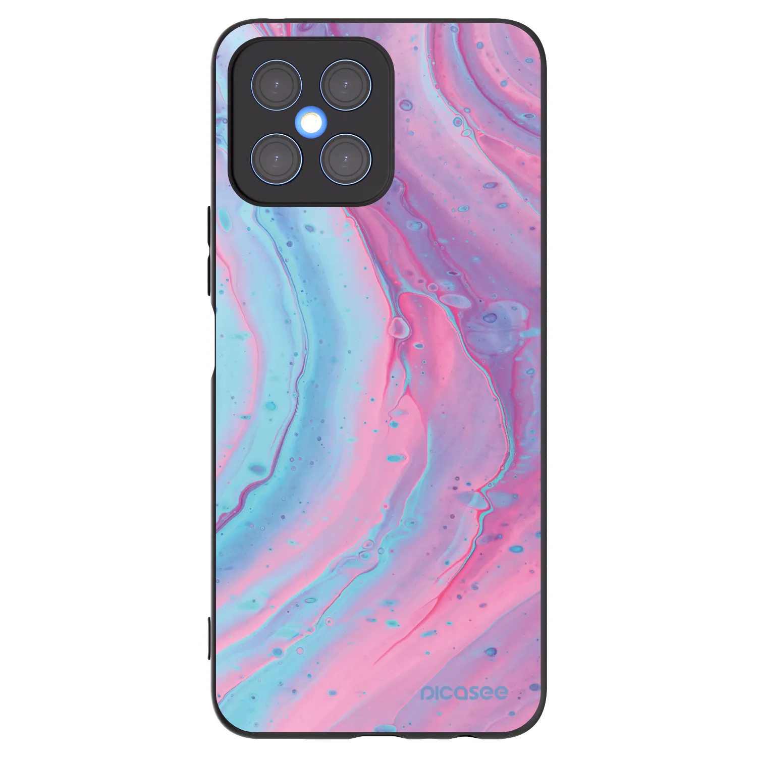 Picasee silikonowe czarne etui na Honor X8 4G - Pink liquid