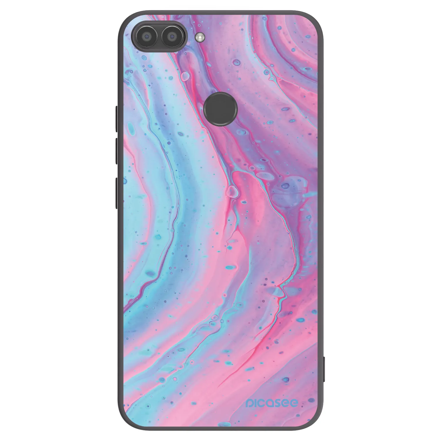 Picasee silikonowe czarne etui na Huawei P Smart - Pink liquid
