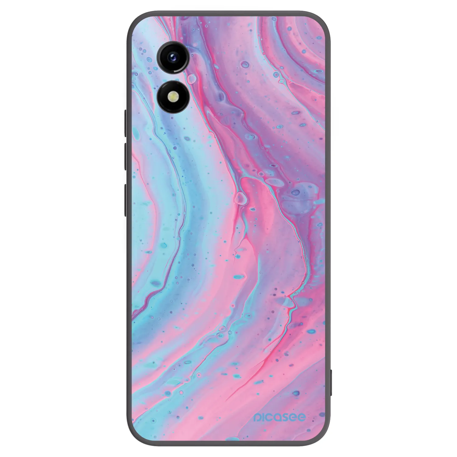 Picasee silikonowe czarne etui na Vivo Y01 - Pink liquid