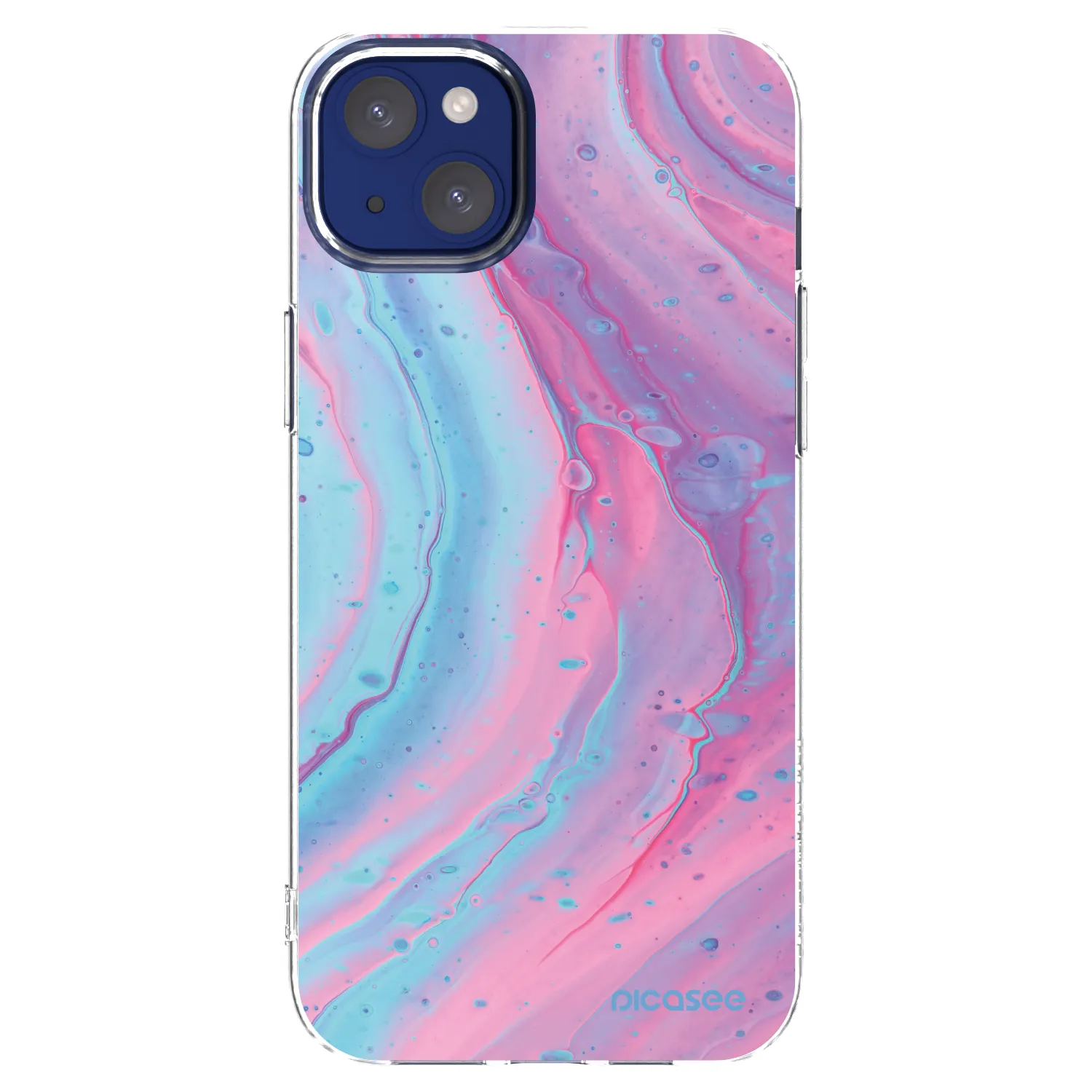 Picasee silikonowe przeźroczyste etui na Apple iPhone 14 Plus - Pink liquid
