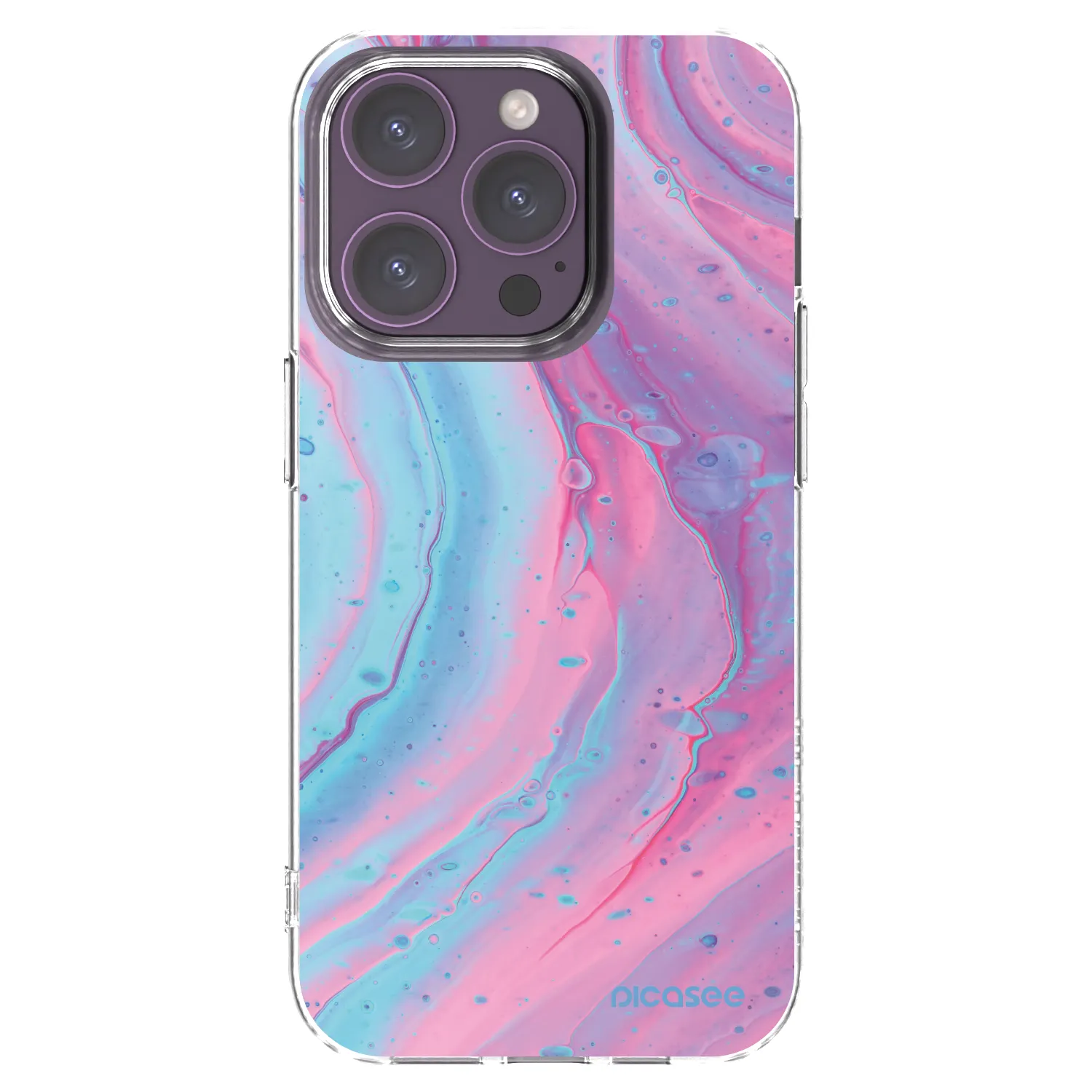 Picasee silikonowe przeźroczyste etui na Apple iPhone 14 Pro - Pink liquid