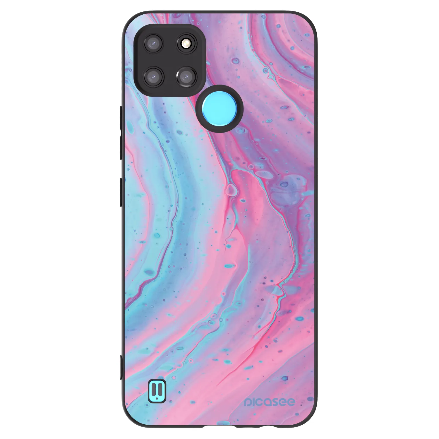 Picasee silikonowe czarne etui na Realme C21Y - Pink liquid