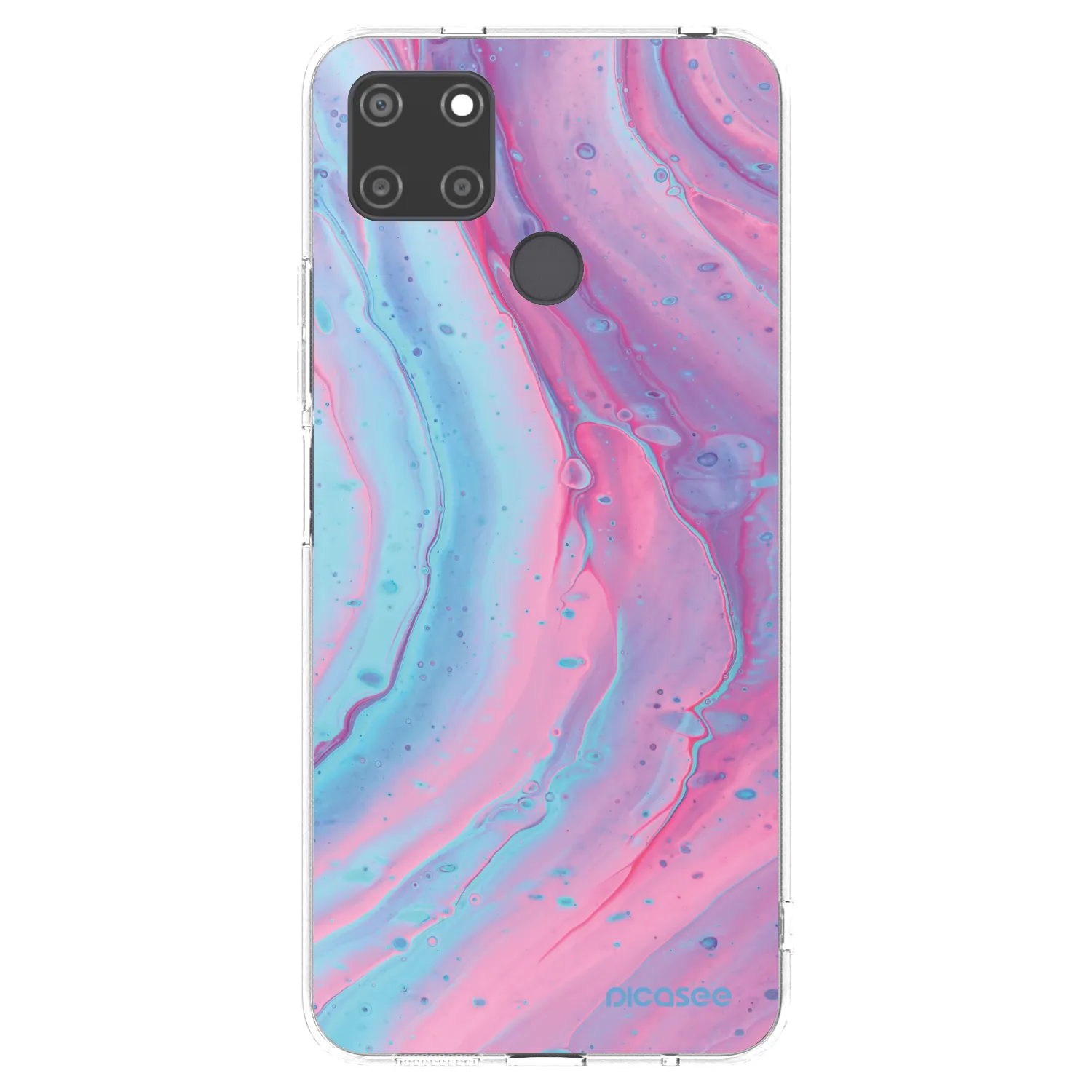 Picasee silikonowe przeźroczyste etui na Realme C21Y - Pink liquid