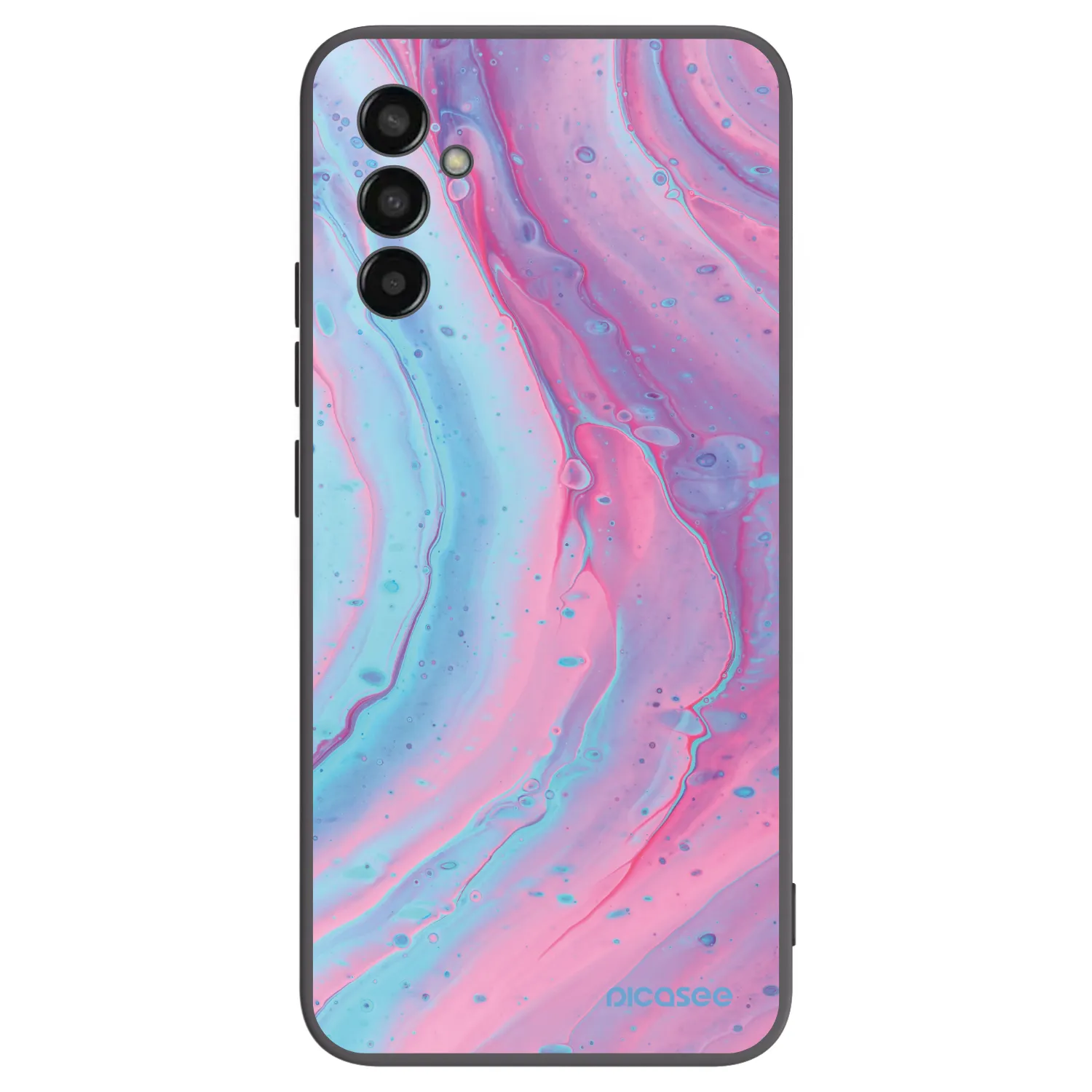 Picasee silikonowe czarne etui na Samsung Galaxy M13 M135F - Pink liquid