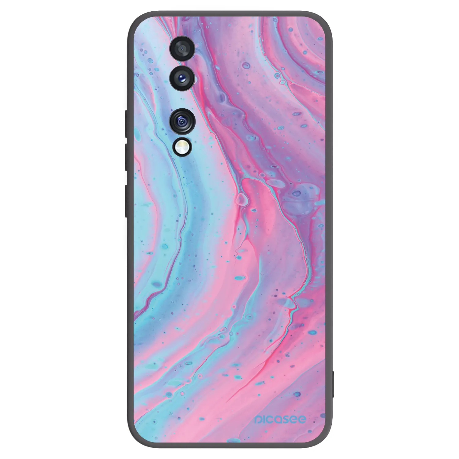 Picasee silikonowe czarne etui na Honor 70 - Pink liquid